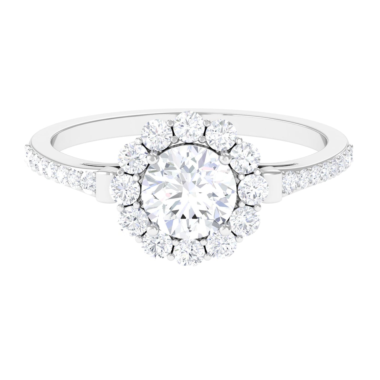1.9 Carat Round Cubic Zirconia Halo Engagement Ring