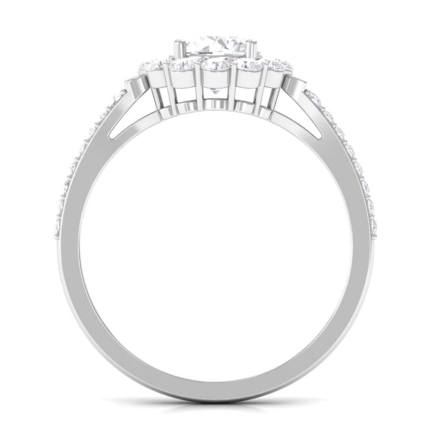 1.9 Carat Round Cubic Zirconia Halo Engagement Ring