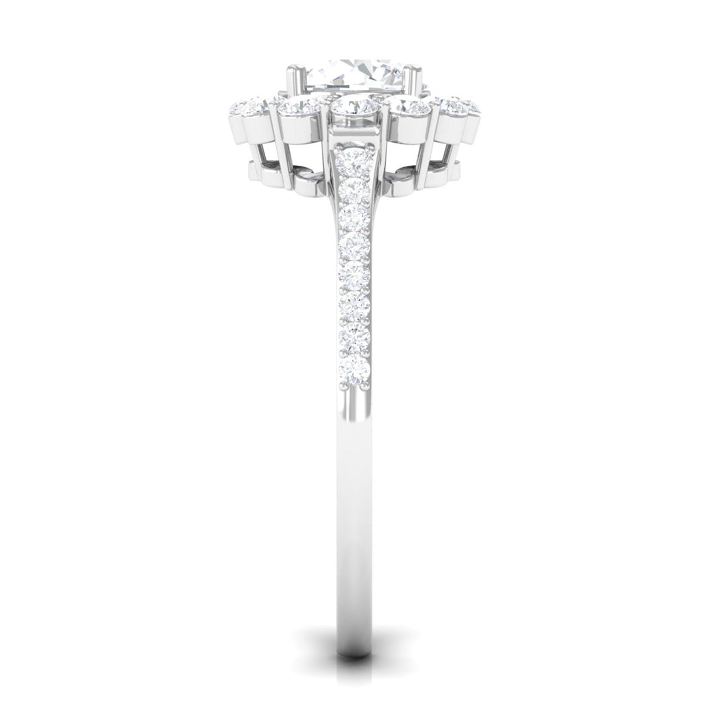 1.9 Carat Round Cubic Zirconia Halo Engagement Ring