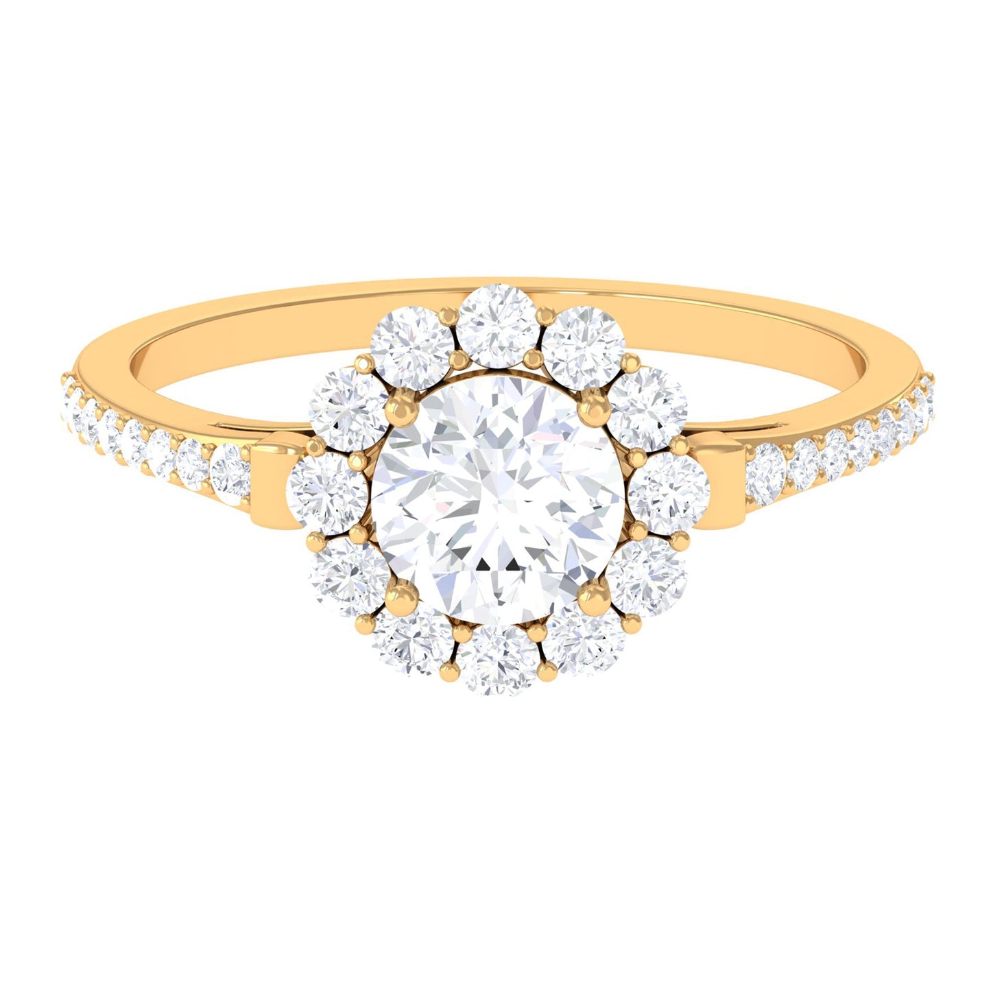 1.9 Carat Round Cubic Zirconia Halo Engagement Ring