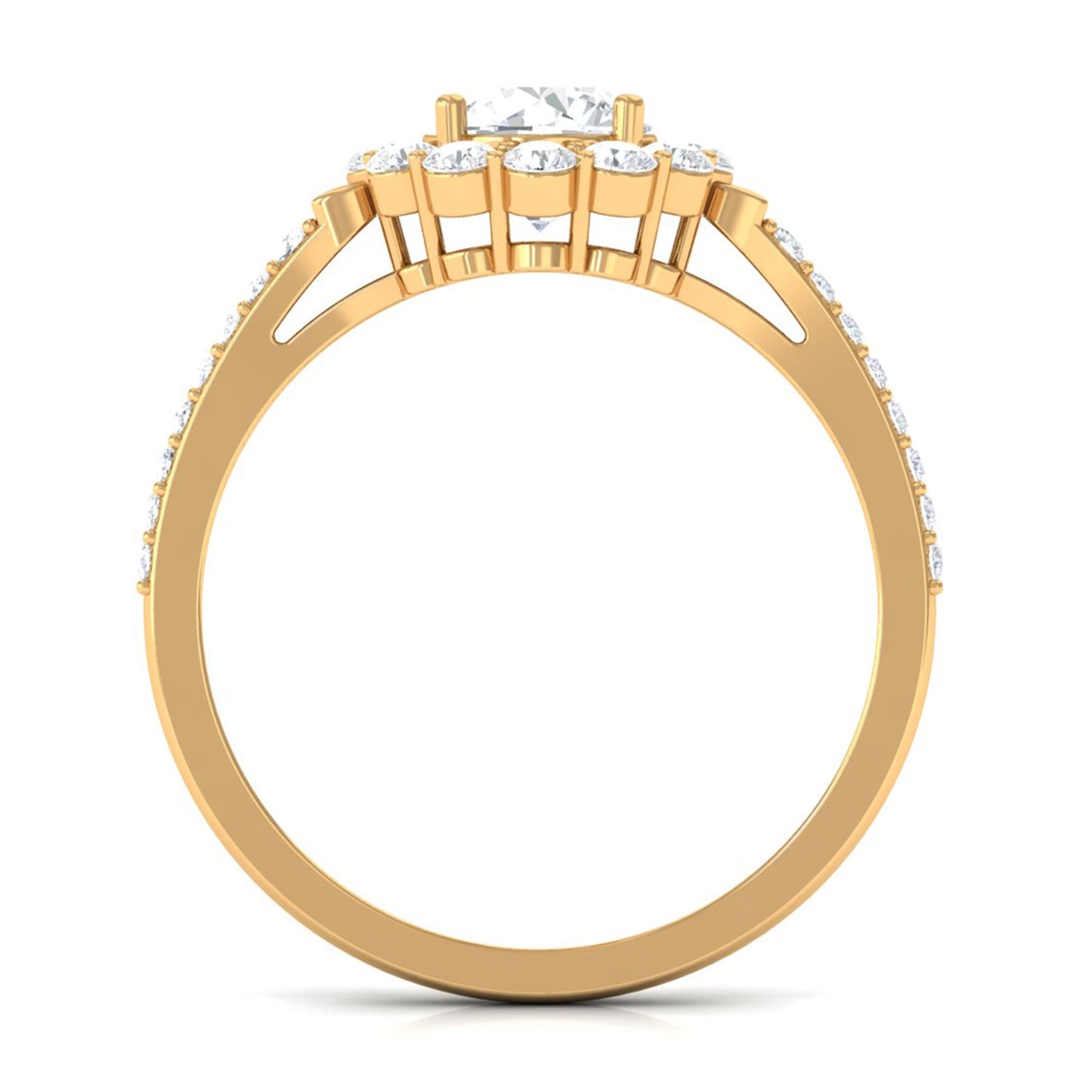 1.9 Carat Round Cubic Zirconia Halo Engagement Ring