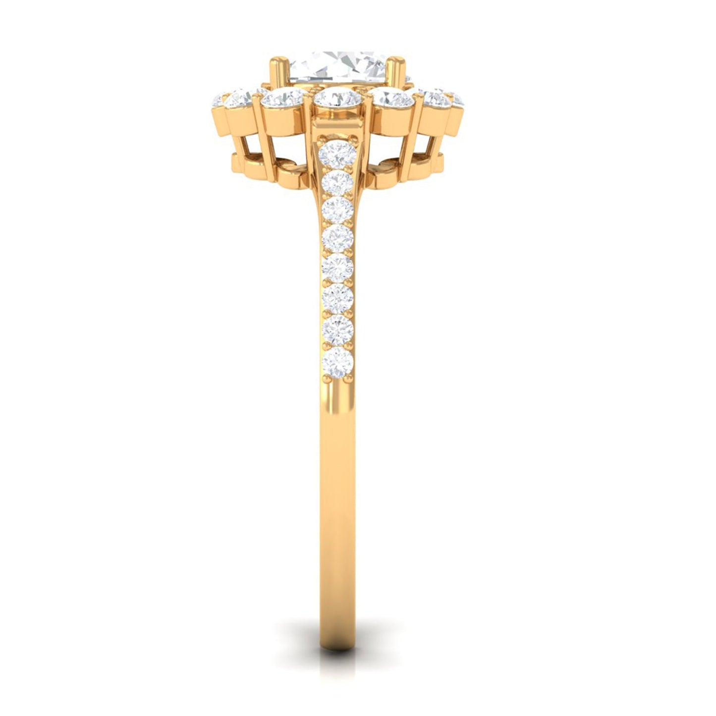 1.9 Carat Round Cubic Zirconia Halo Engagement Ring
