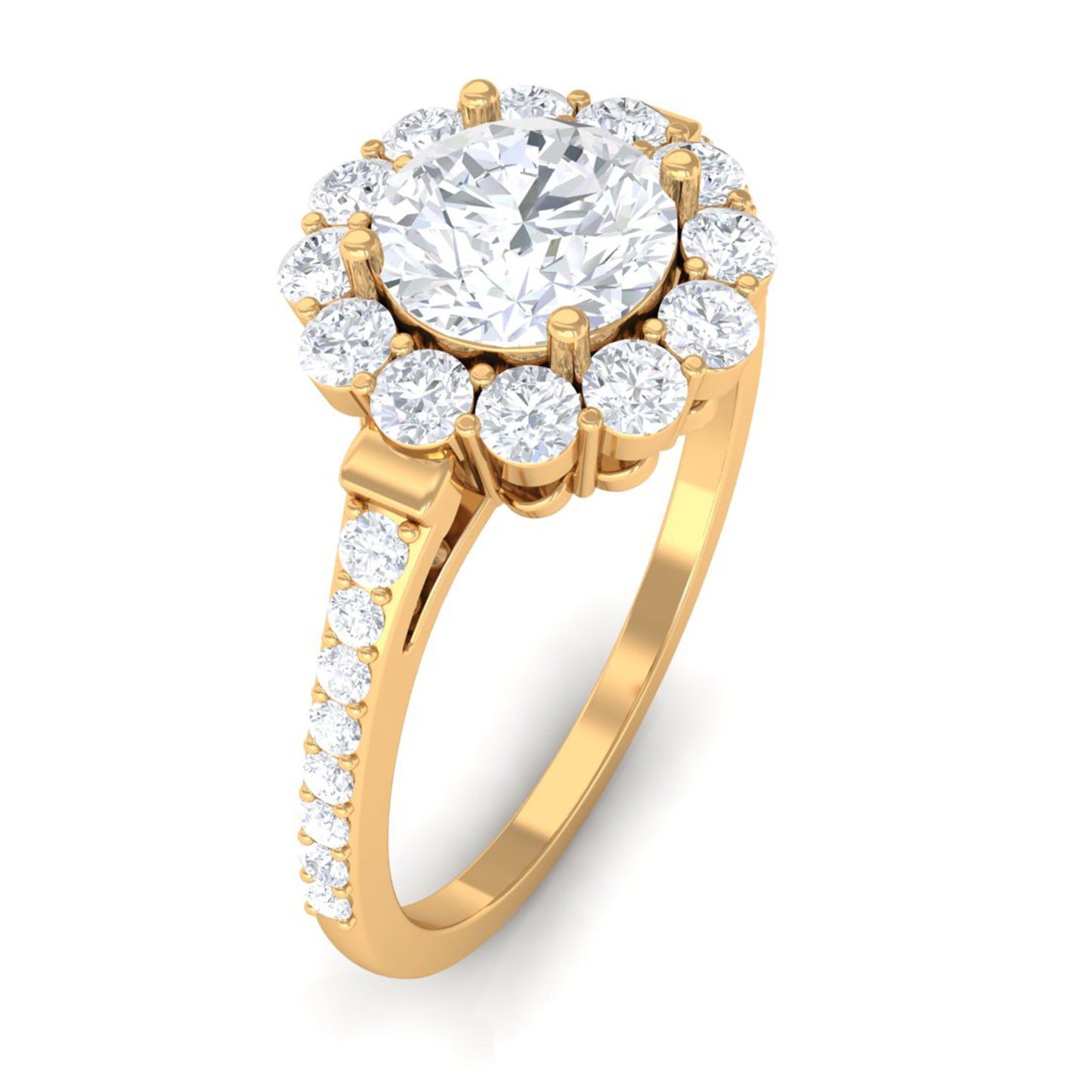 1.9 Carat Round Cubic Zirconia Halo Engagement Ring