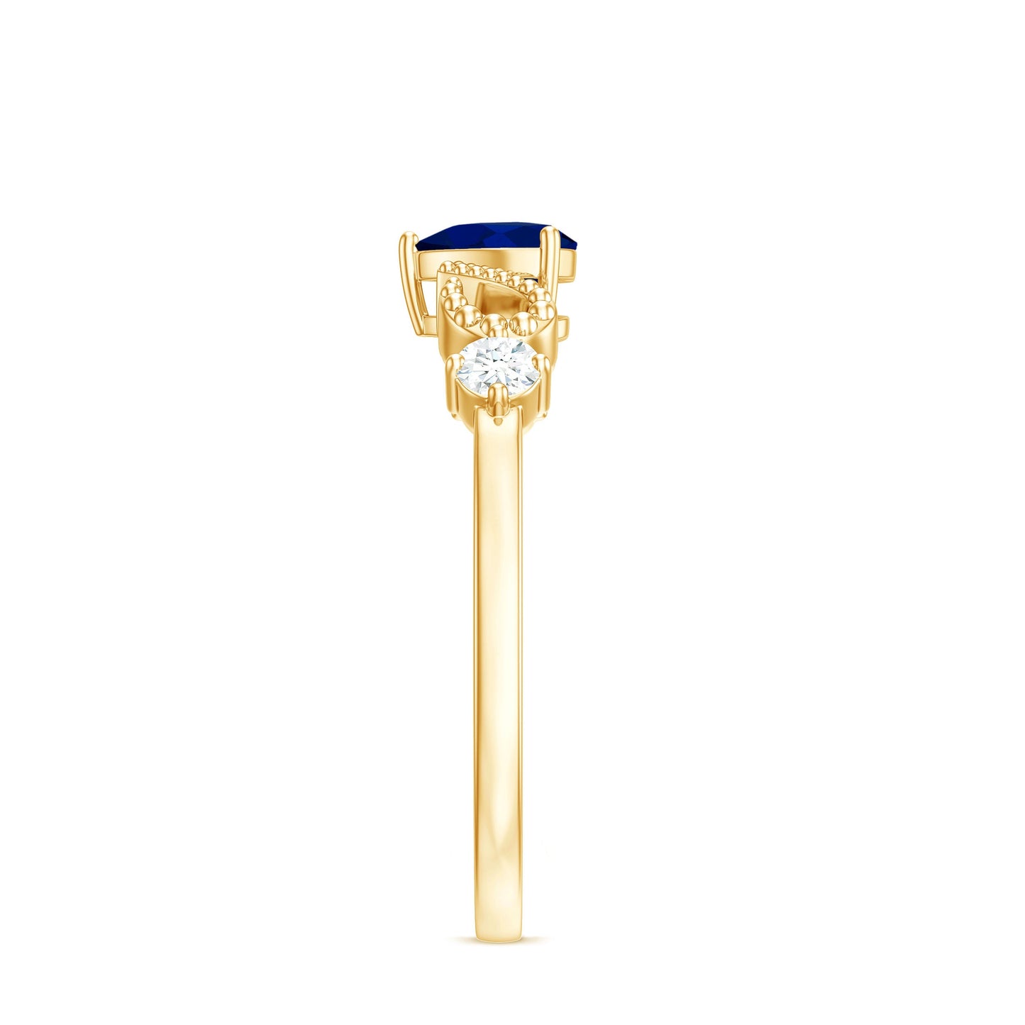 3/4 CT Minimal Blue Sapphire Heart Engagement Ring with Diamond