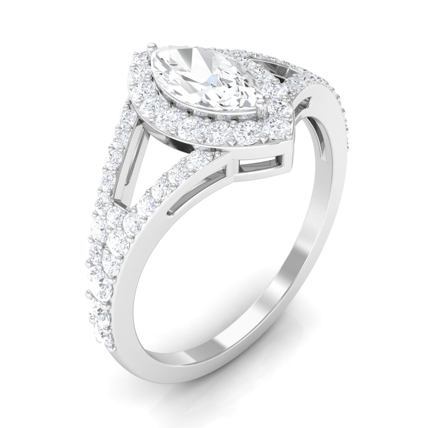 1.75 CT Split Shank Marquise Cut Zircon Engagement Ring