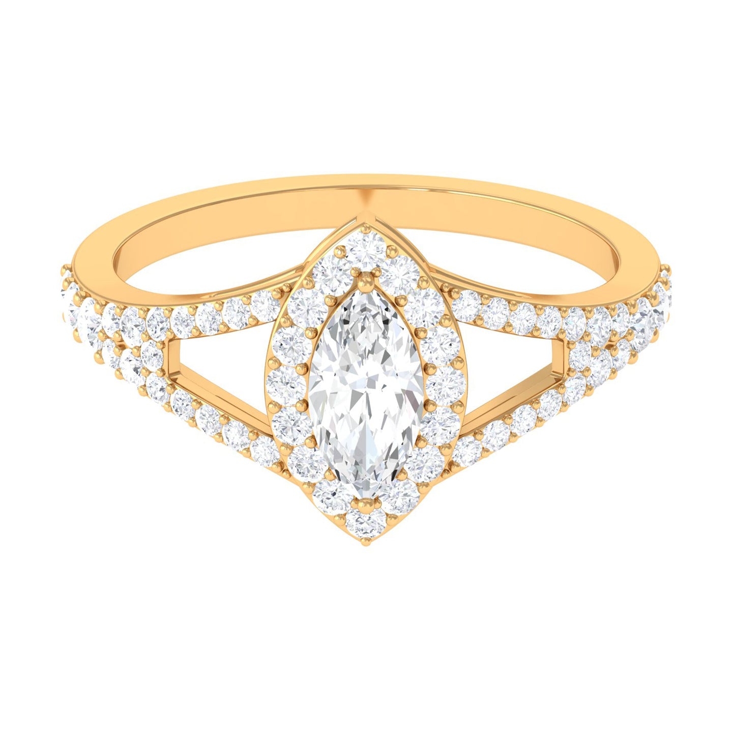 1.75 CT Split Shank Marquise Cut Zircon Engagement Ring