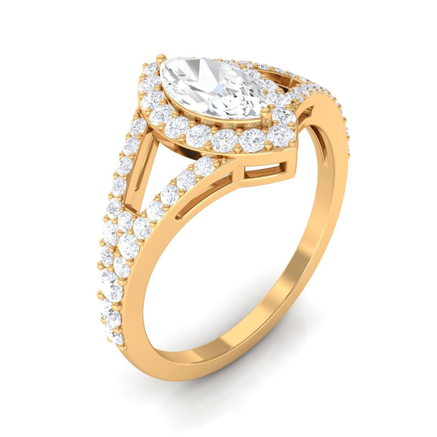 1.75 CT Split Shank Marquise Cut Zircon Engagement Ring