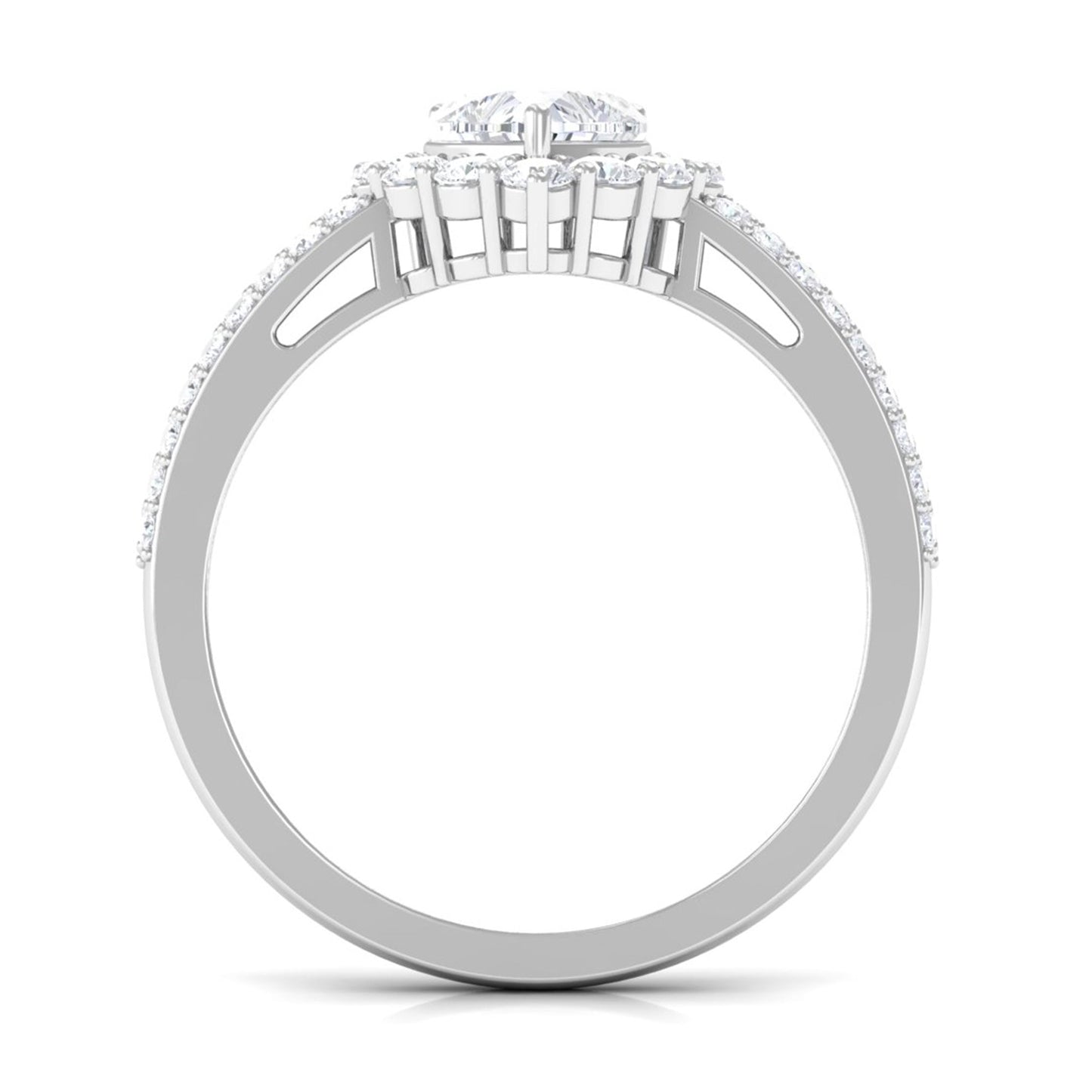 2 CT Zircon Heart Engagement Ring with Halo and Side Stones