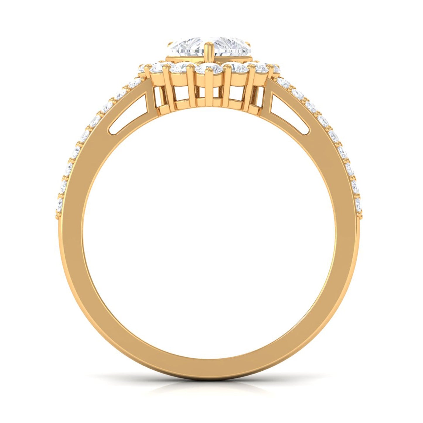 2 CT Zircon Heart Engagement Ring with Halo and Side Stones