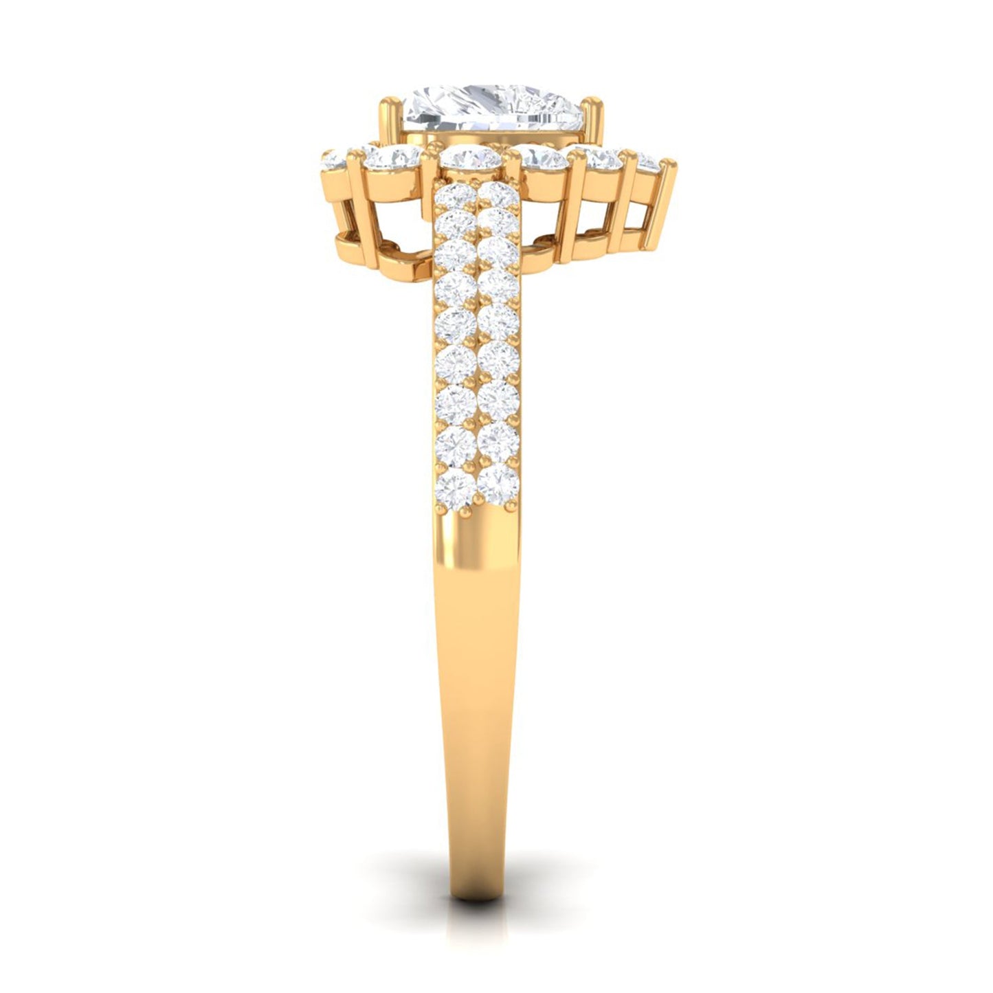 2 CT Zircon Heart Engagement Ring with Halo and Side Stones