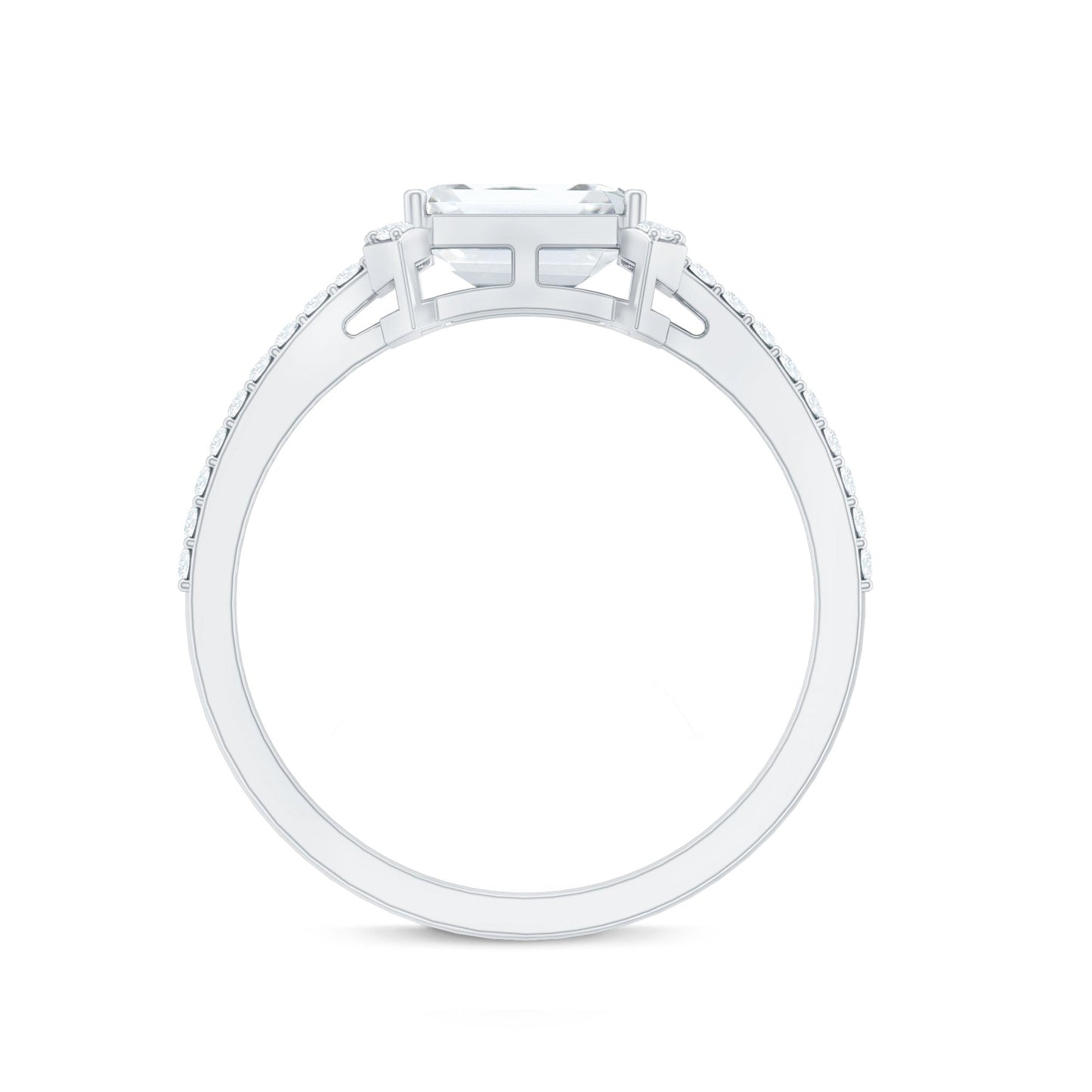 2 CT Octagon Cut Solitaire Zircon East West Engagement Ring