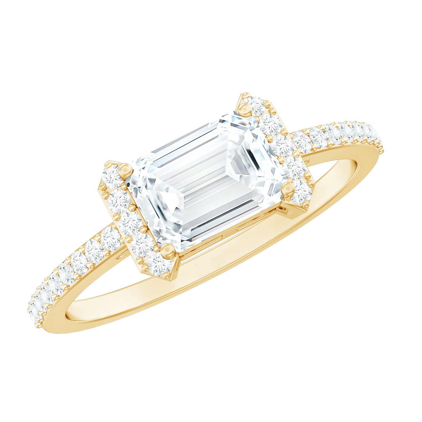 2 CT Octagon Cut Solitaire Zircon East West Engagement Ring