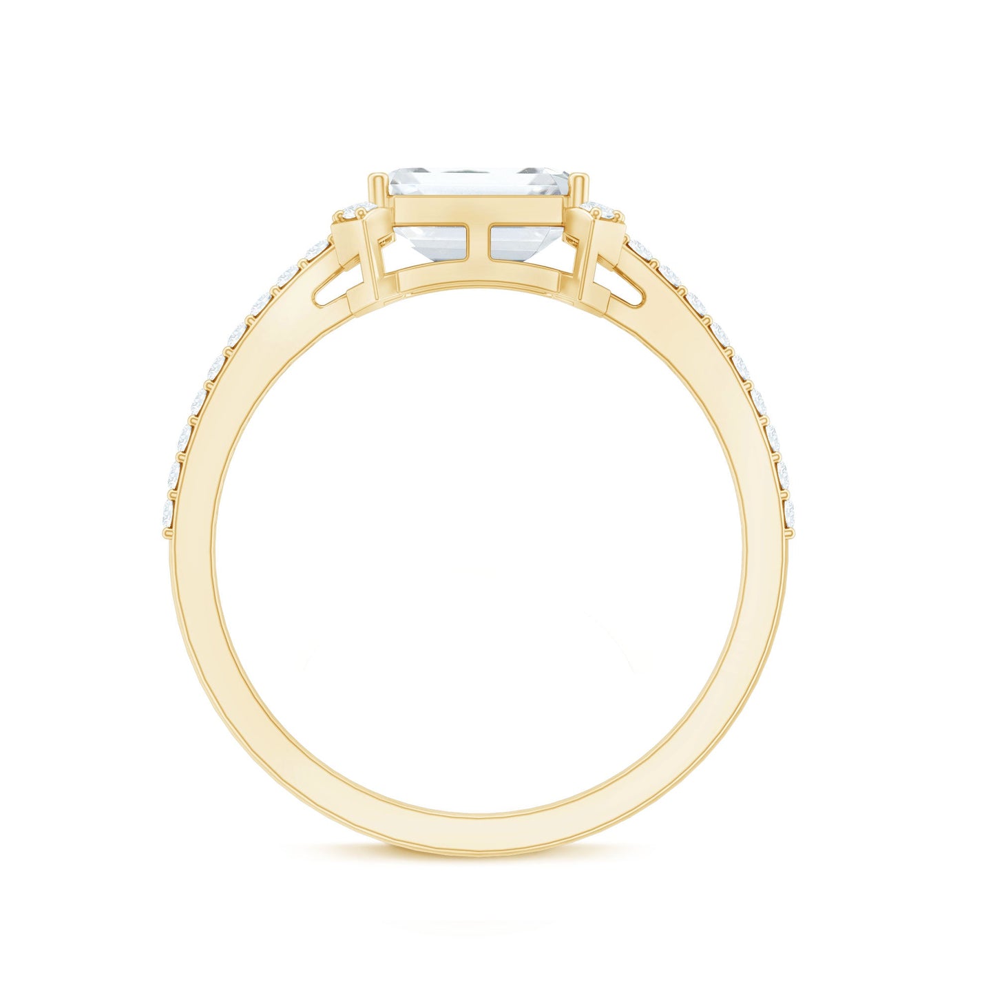 2 CT Octagon Cut Solitaire Zircon East West Engagement Ring