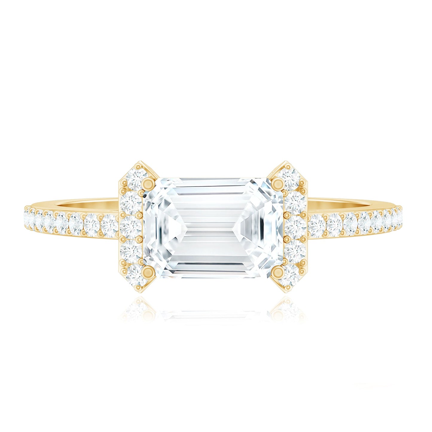 2 CT Octagon Cut Solitaire Zircon East West Engagement Ring