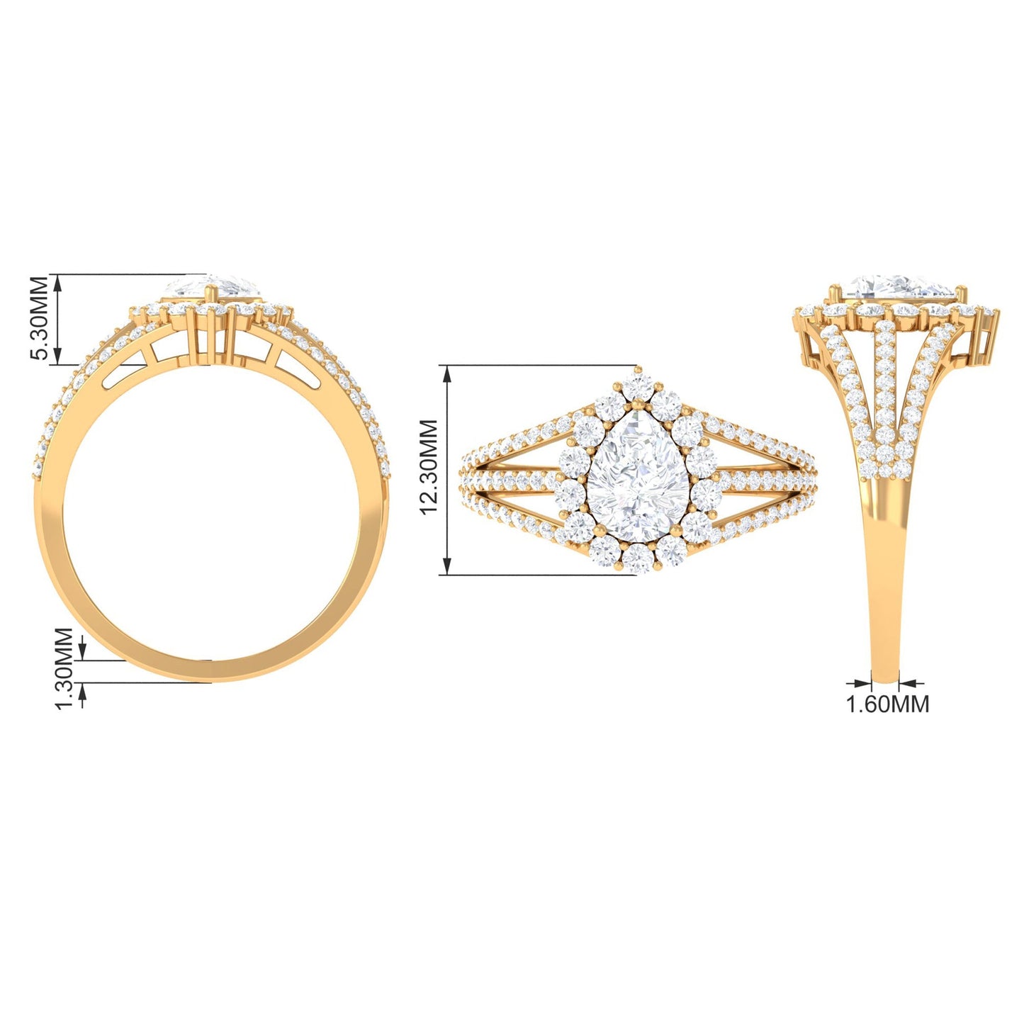 Pear Cut Zircon Statement Engagement Ring
