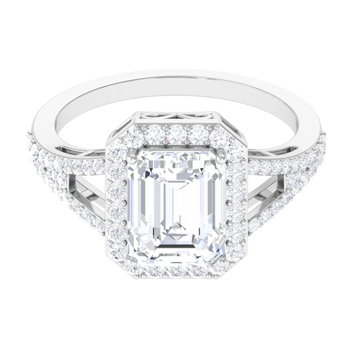 5 CT Split Shank Octagon Cut Zircon Statement Engagement Ring