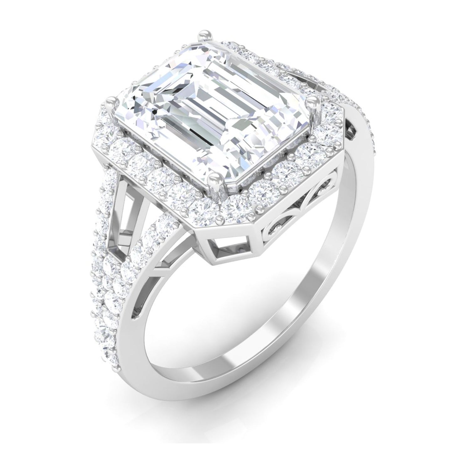 5 CT Split Shank Octagon Cut Zircon Statement Engagement Ring