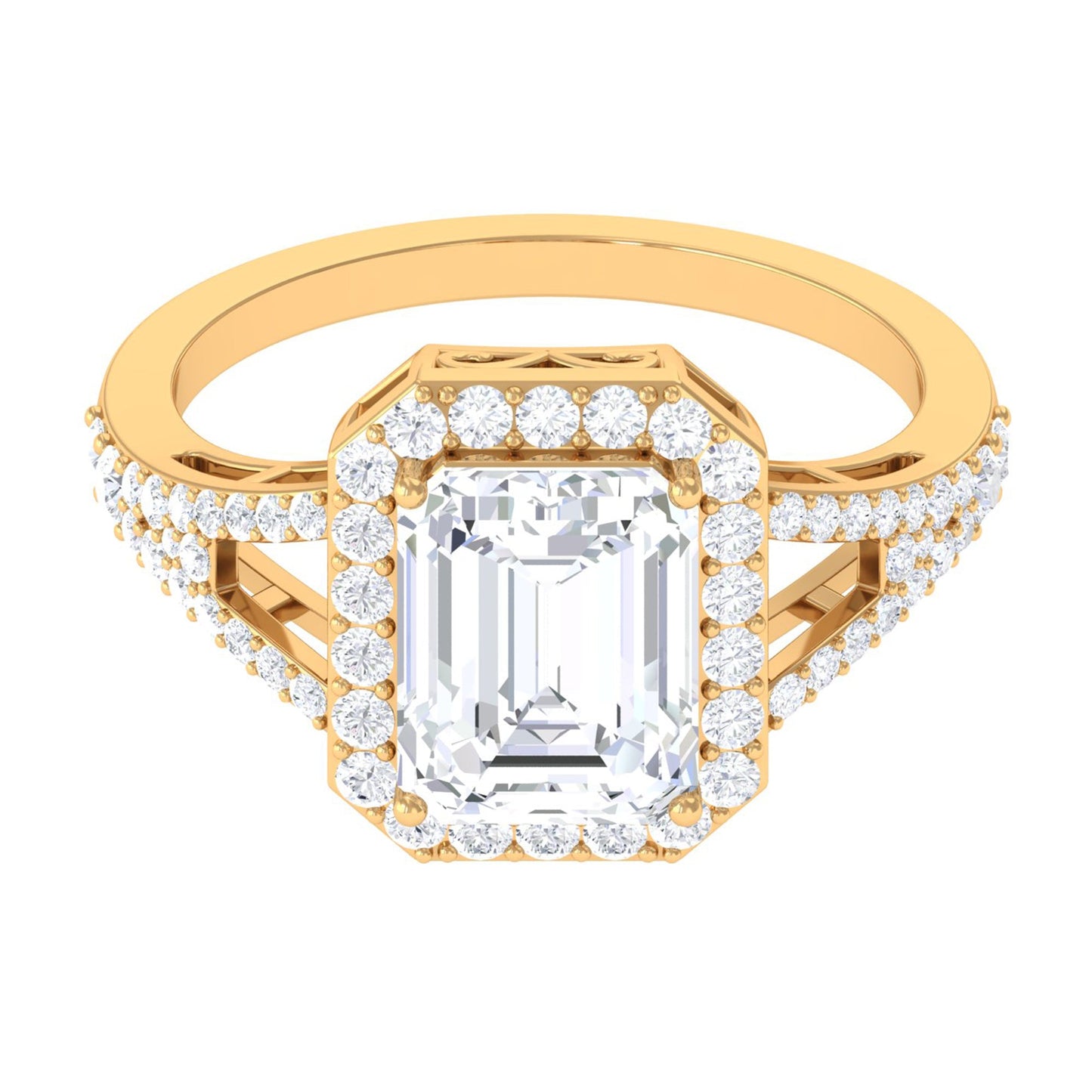 5 CT Split Shank Octagon Cut Zircon Statement Engagement Ring