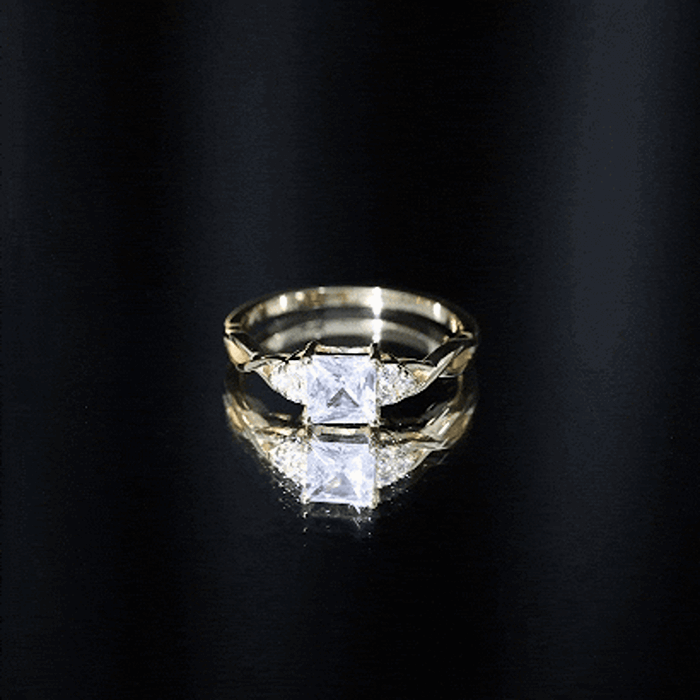 1.25 CT Princess Cut Cubic Zirconia Crossover Engagement Ring