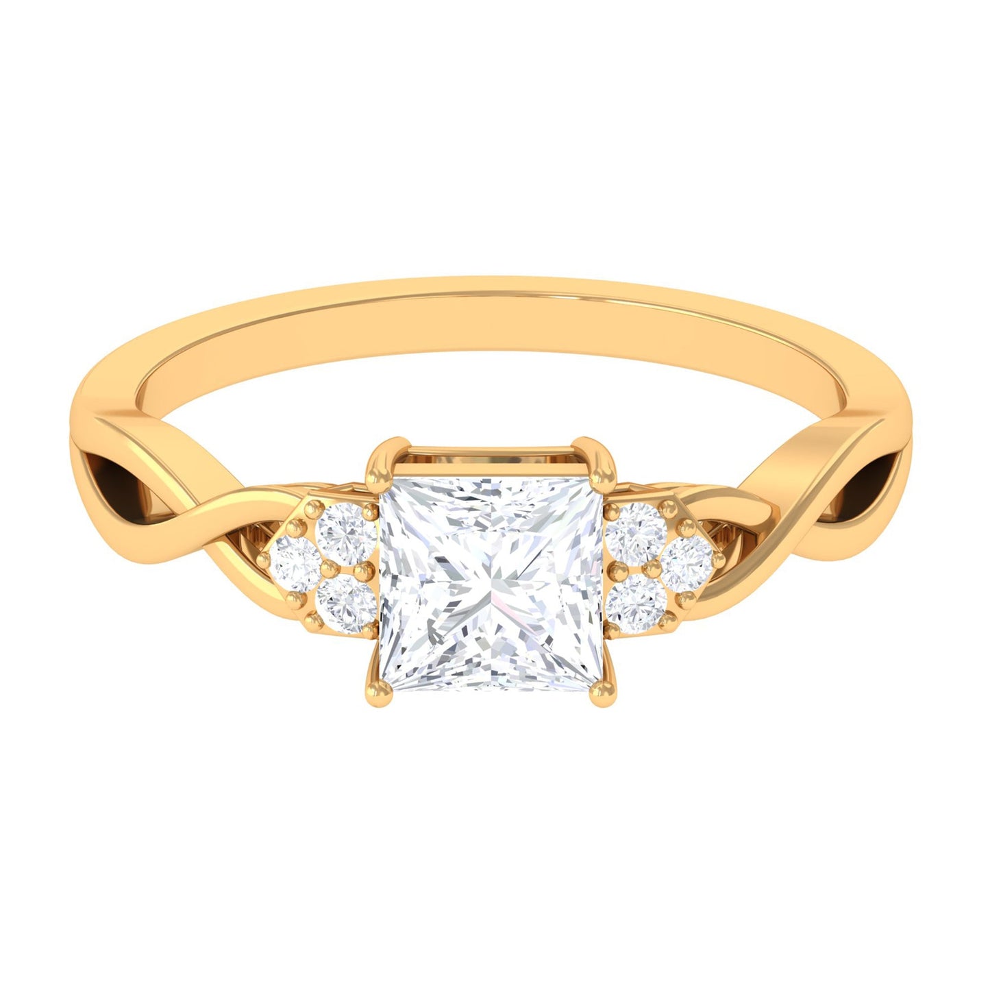 1.25 CT Princess Cut Cubic Zirconia Crossover Engagement Ring