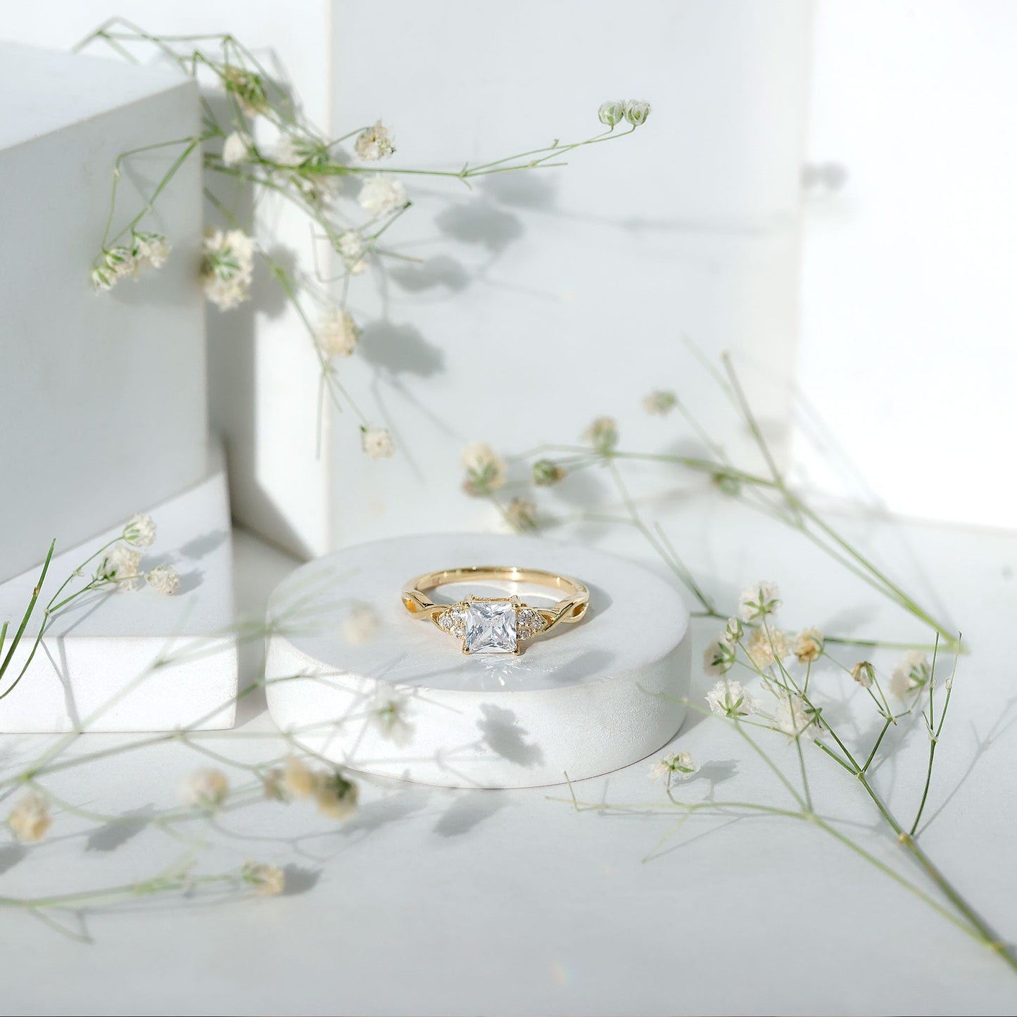 1.25 CT Princess Cut Cubic Zirconia Crossover Engagement Ring