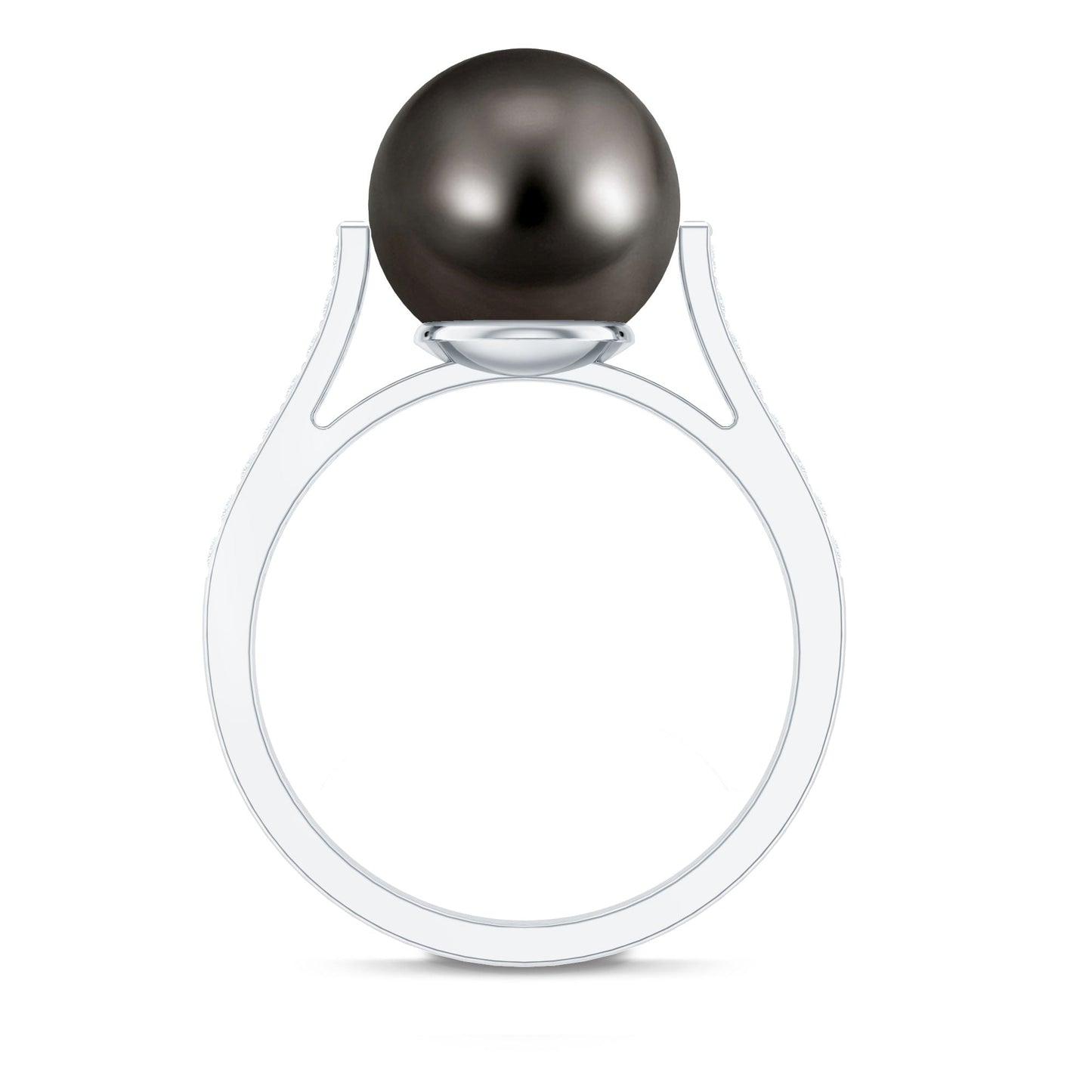 Real Tahitian Pearl Solitaire Engagement Ring with Diamond