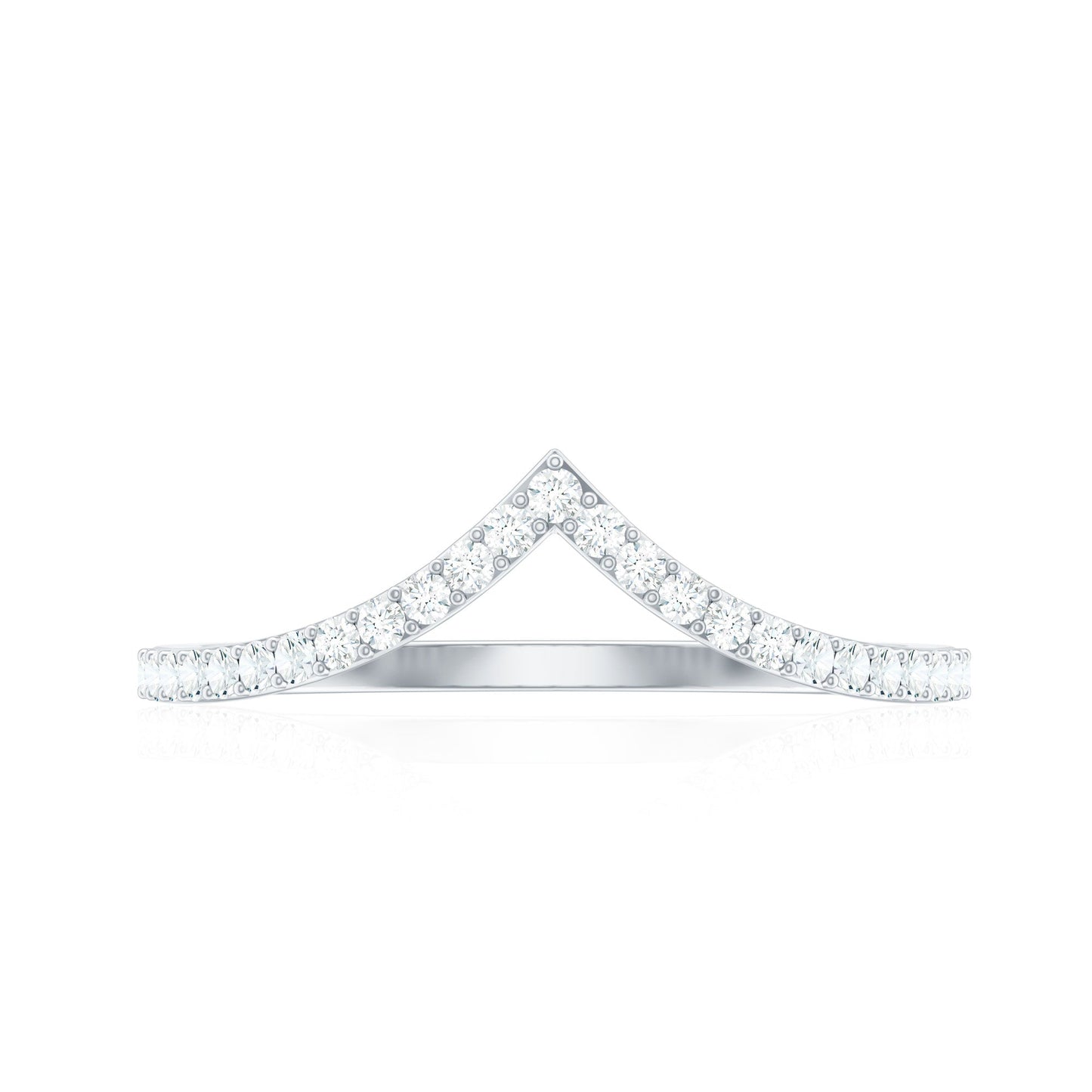 Moissanite Chevron Wedding Ring with Certificate