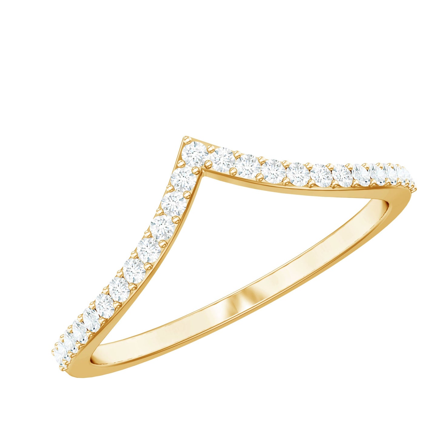 Moissanite Chevron Wedding Ring with Certificate