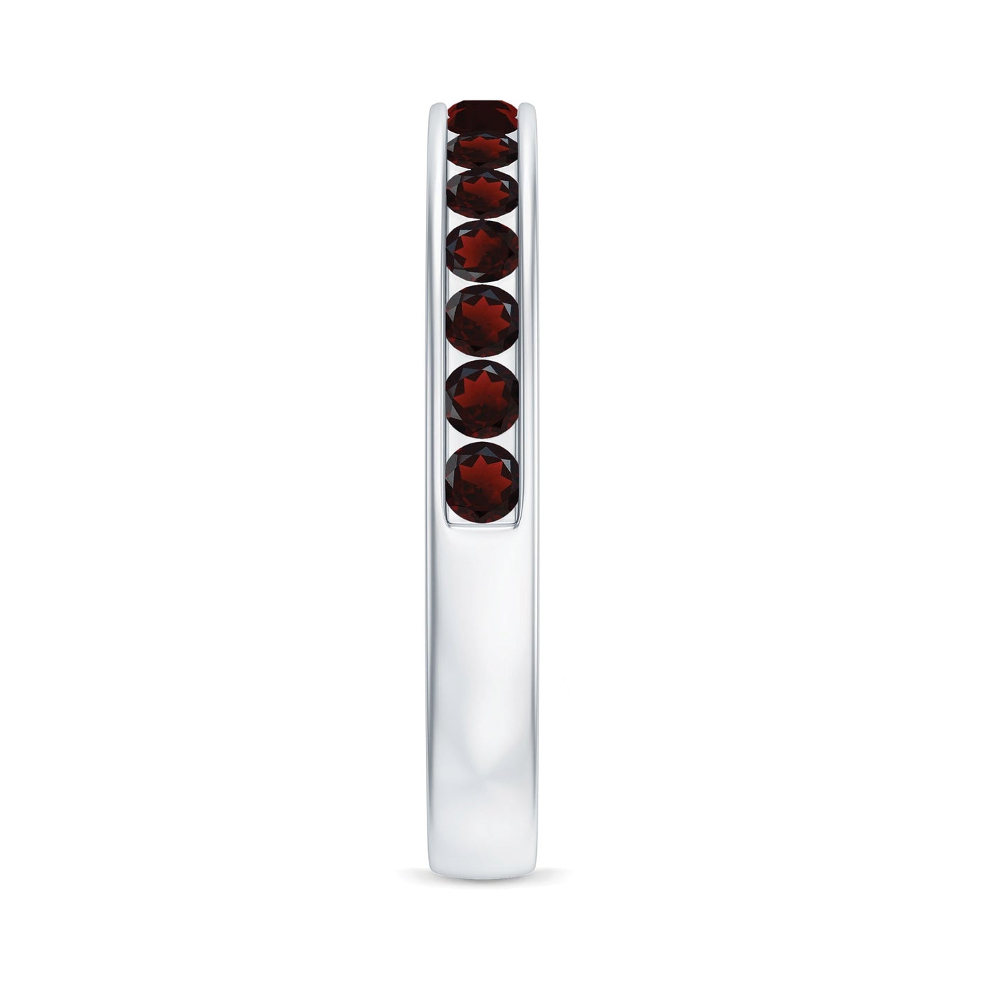 Certified Real Garnet Half Eternity Ring in Channel Setting