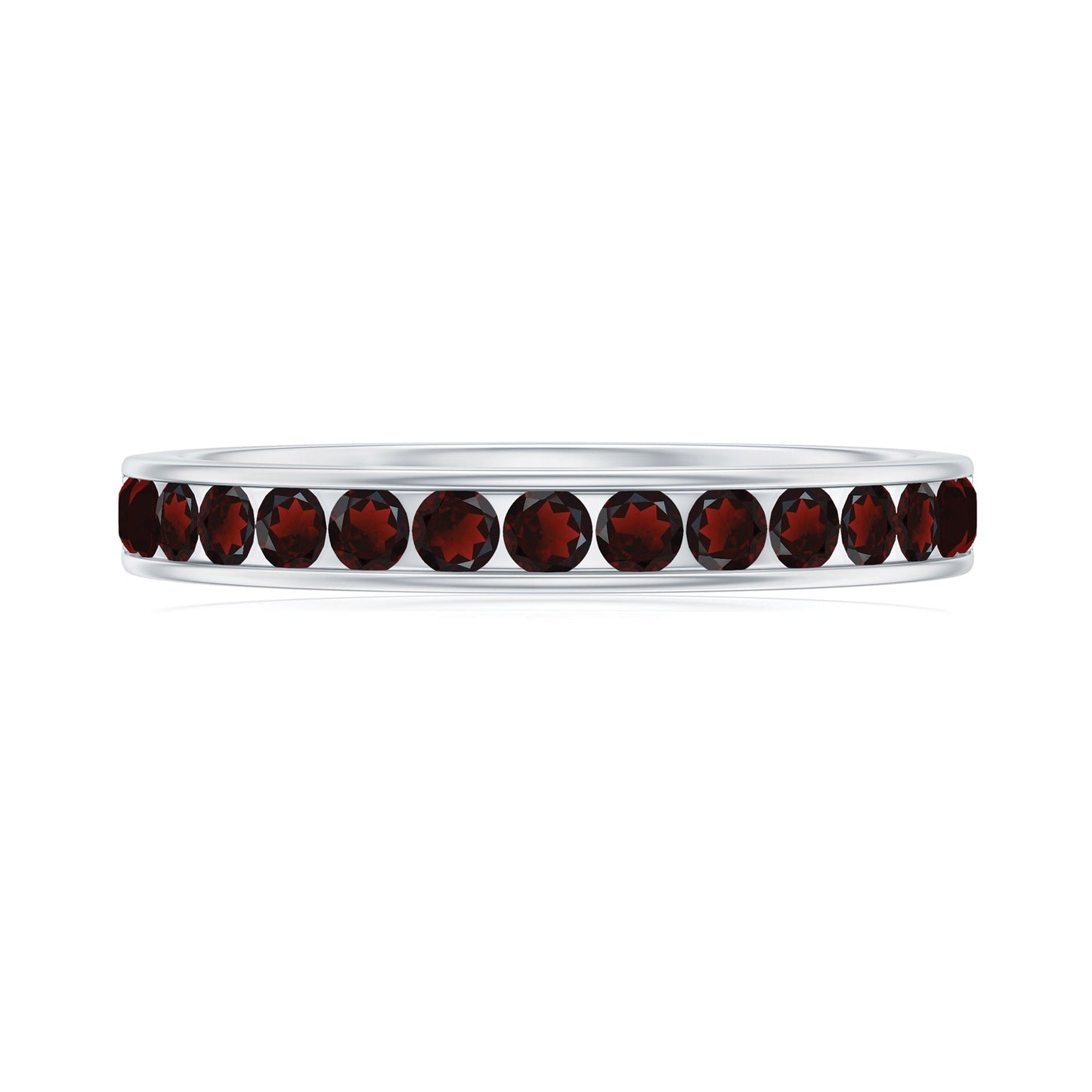 Certified Real Garnet Half Eternity Ring in Channel Setting