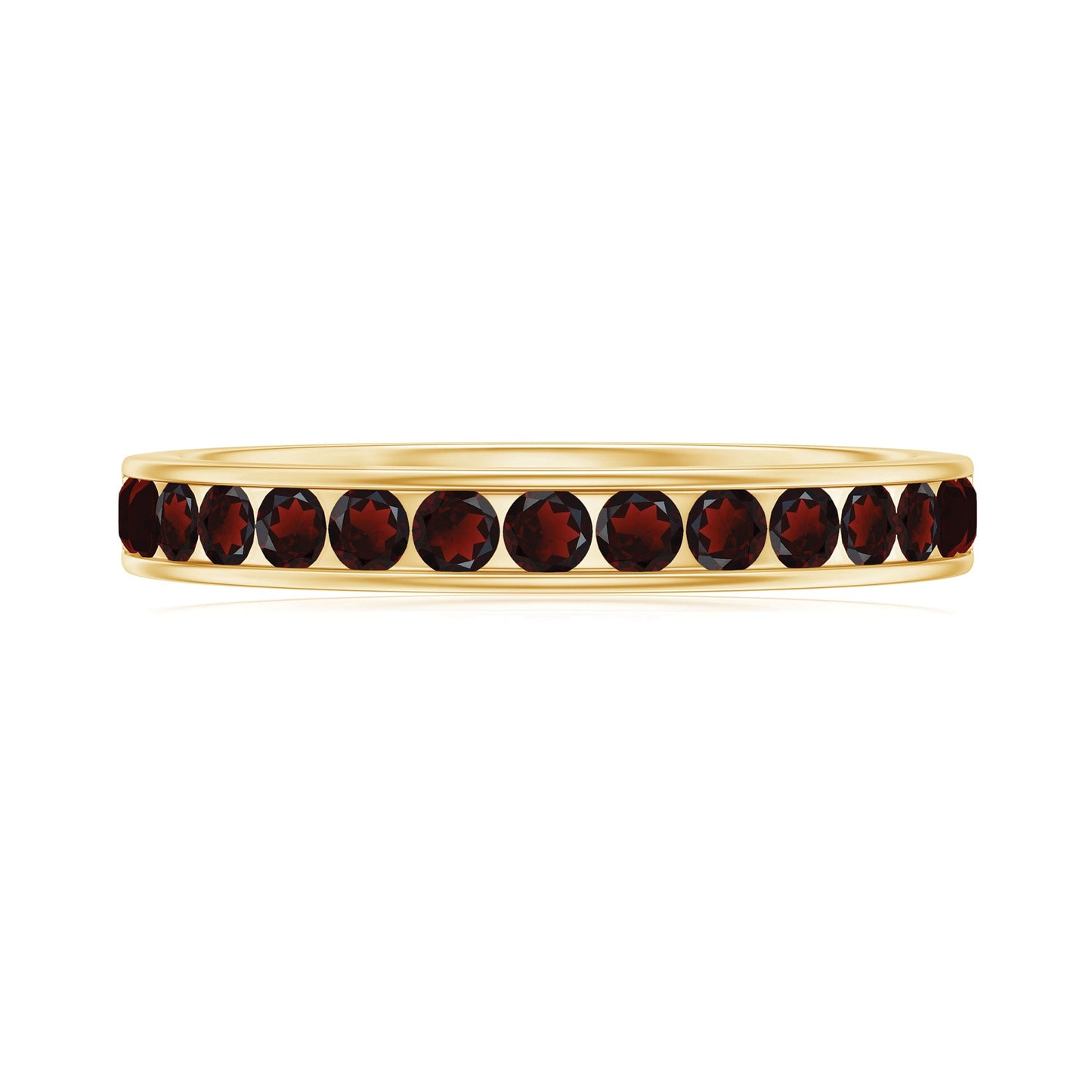 Certified Real Garnet Half Eternity Ring in Channel Setting
