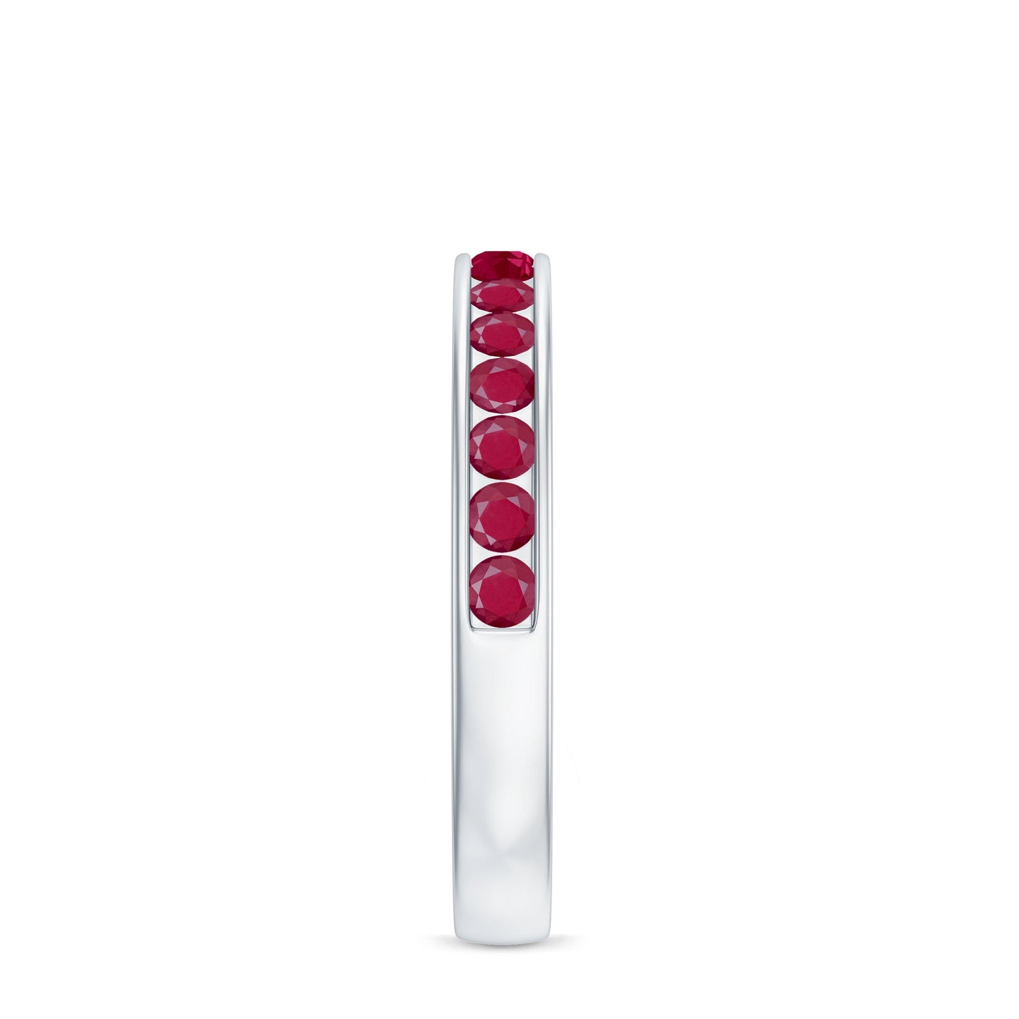 Natural Ruby Half Eternity Anniversary Ring in Channel Set