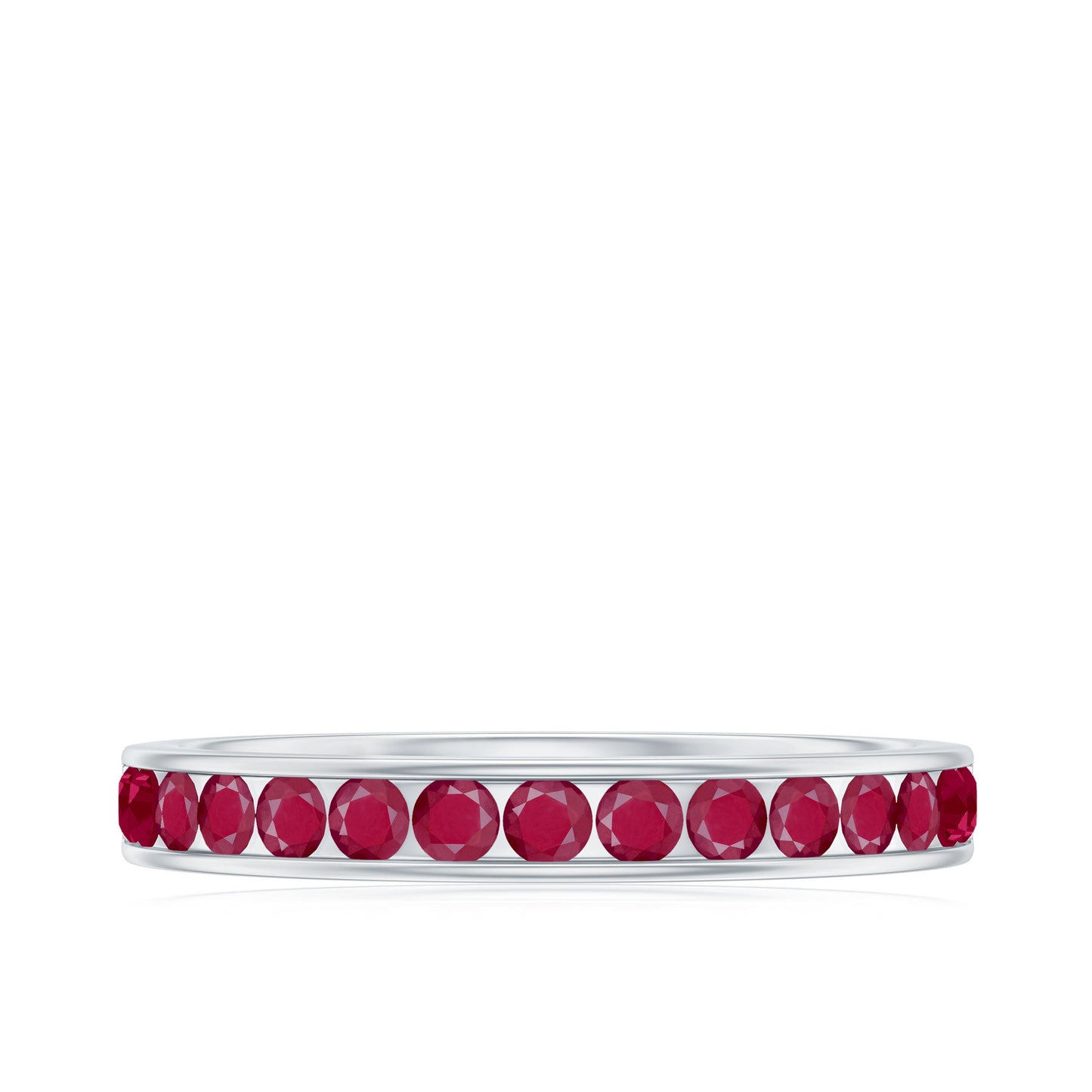 Natural Ruby Half Eternity Anniversary Ring in Channel Set