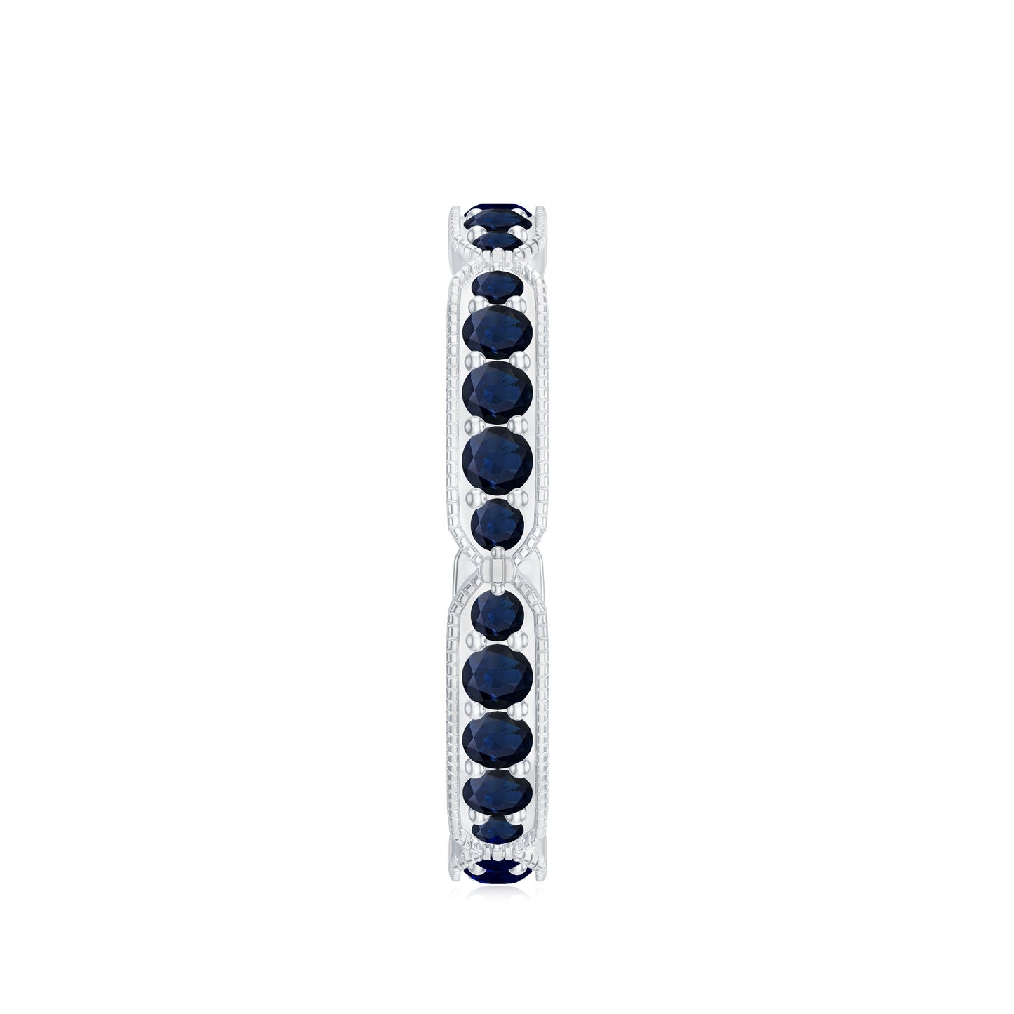 Blue Sapphire Eternity Ring with Milgrain Detailing