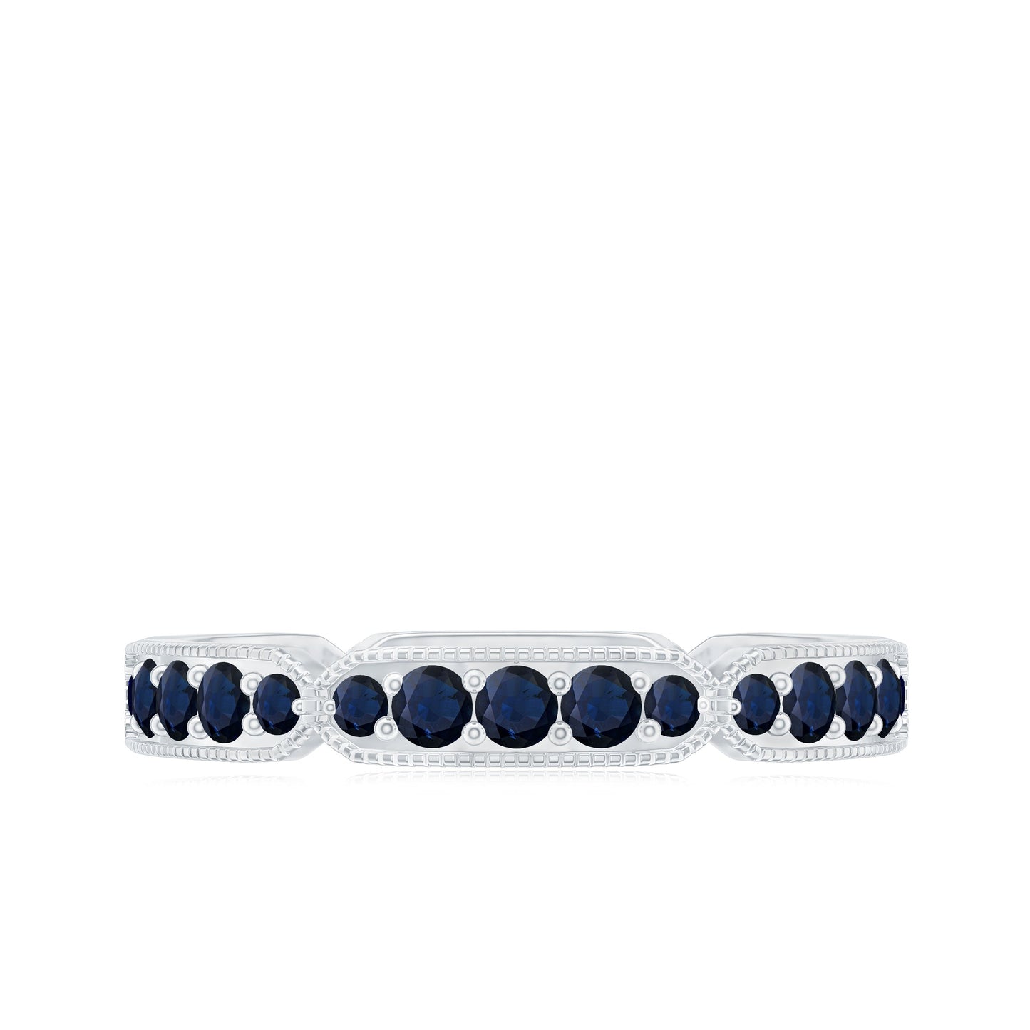 Blue Sapphire Eternity Ring with Milgrain Detailing
