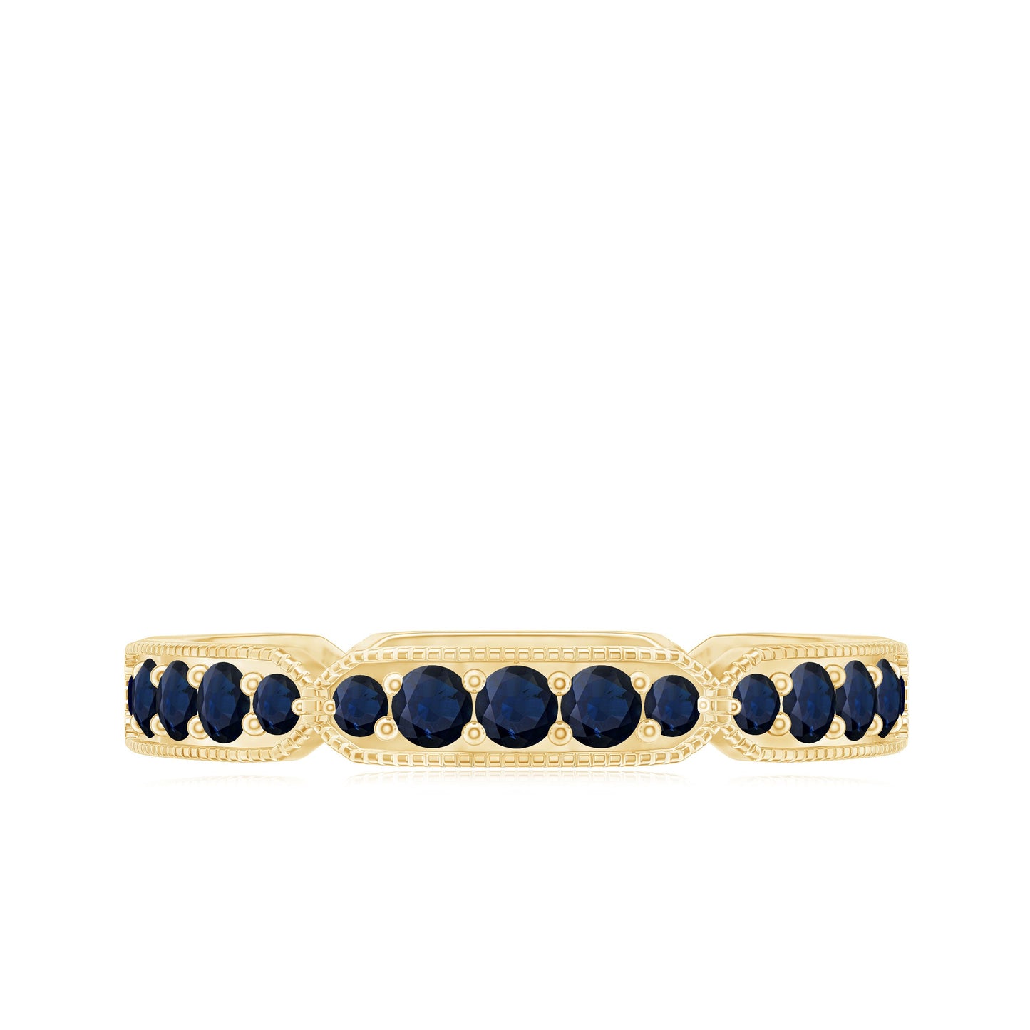Blue Sapphire Eternity Ring with Milgrain Detailing