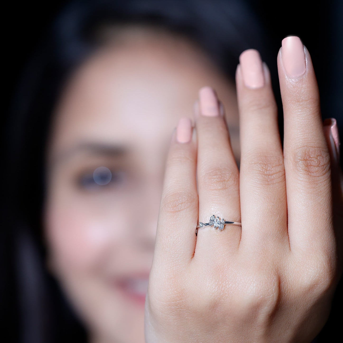 Natural Diamond Cluster Promise Ring for Her