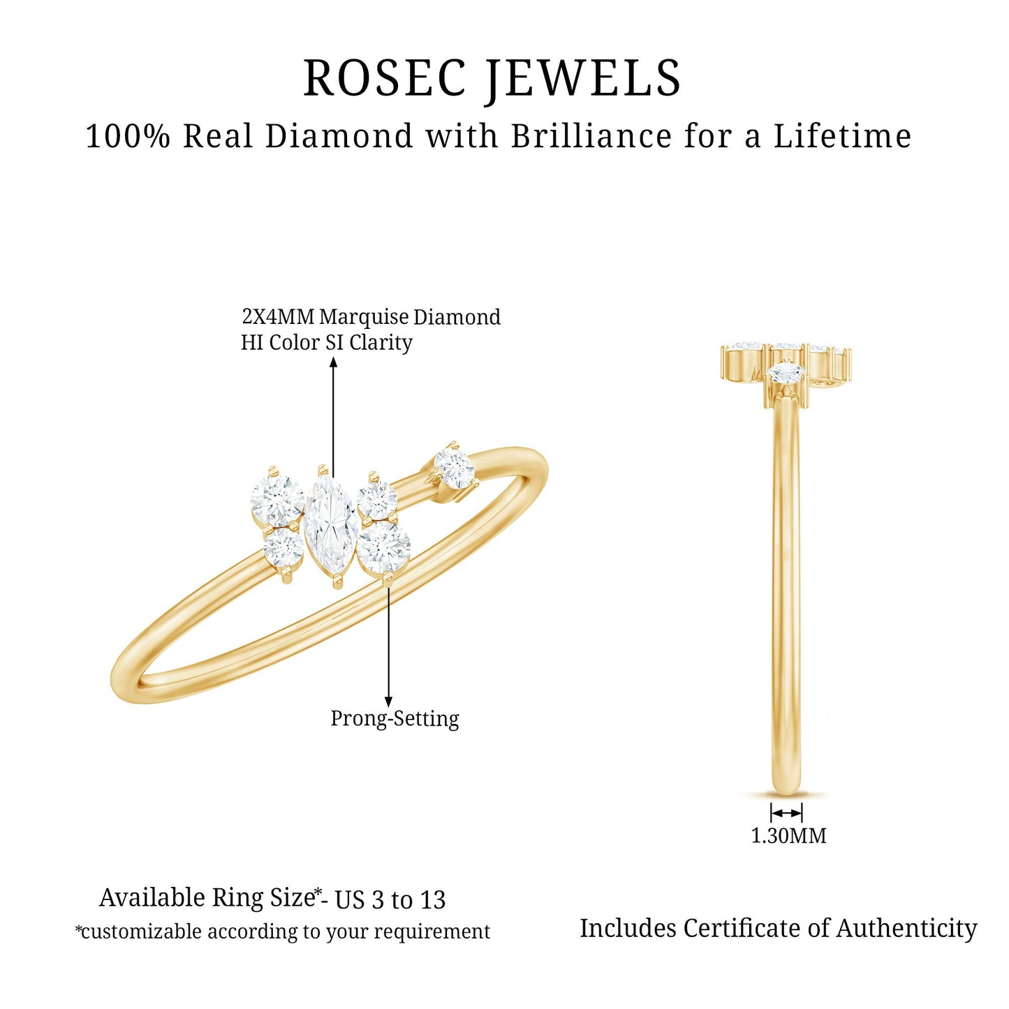 Natural Diamond Cluster Promise Ring for Her