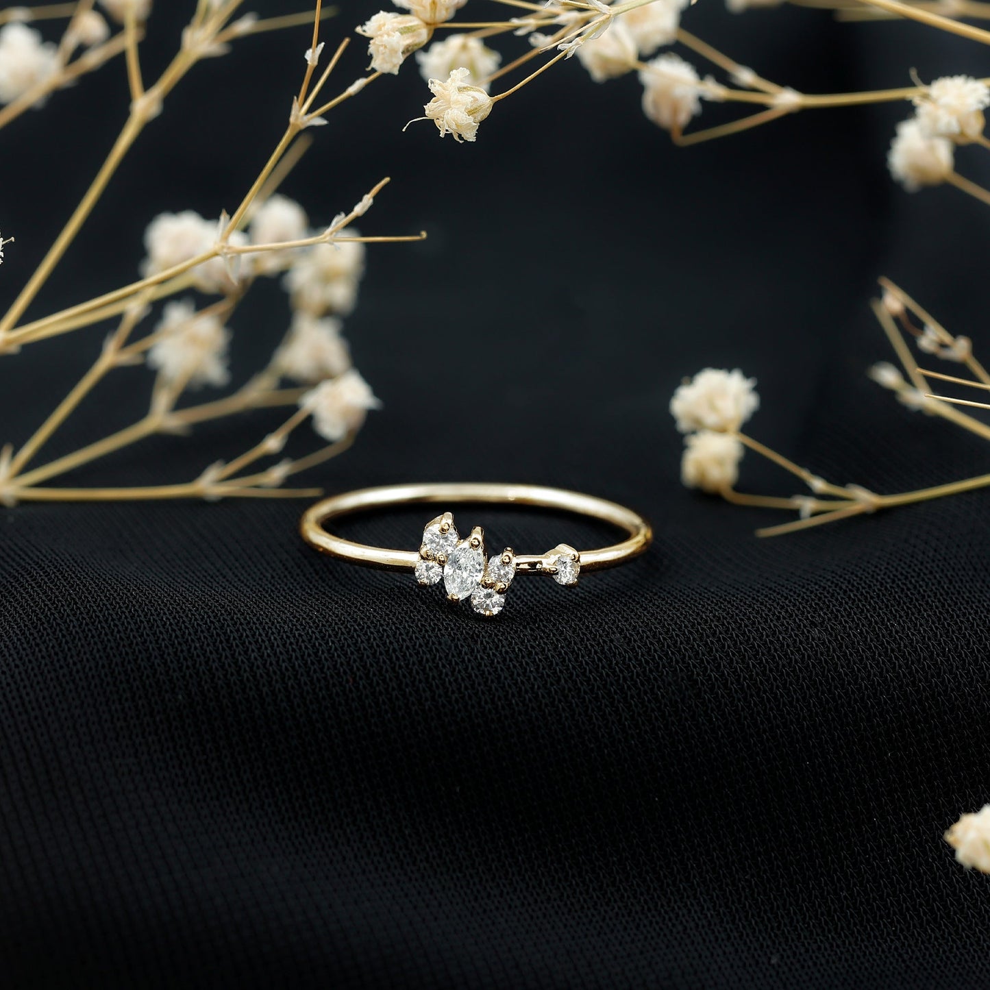 Natural Diamond Cluster Promise Ring for Her