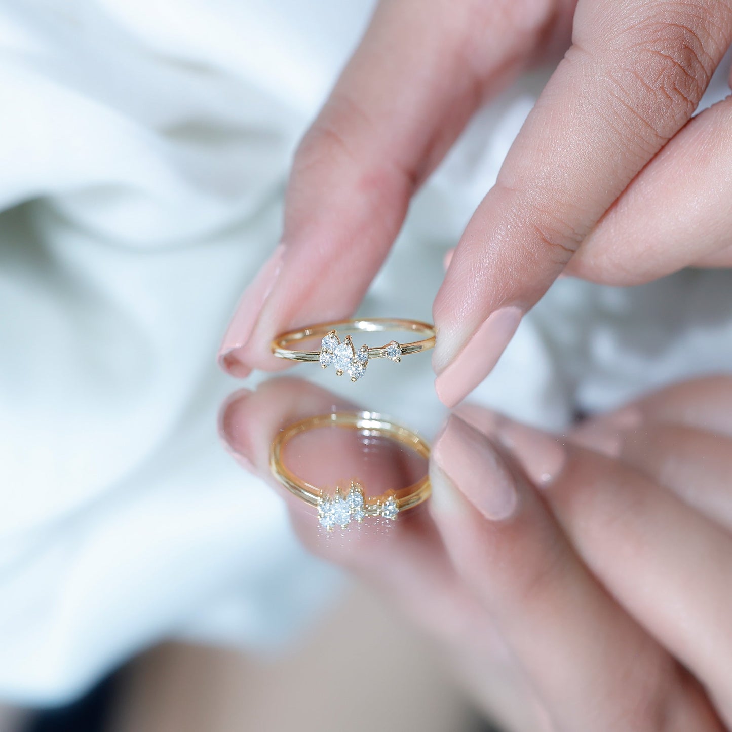 Natural Diamond Cluster Promise Ring for Her