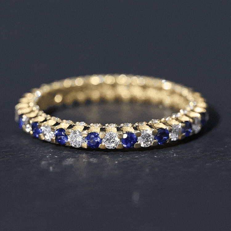 Natural Blue Sapphire Diamond Eternity Band For Her