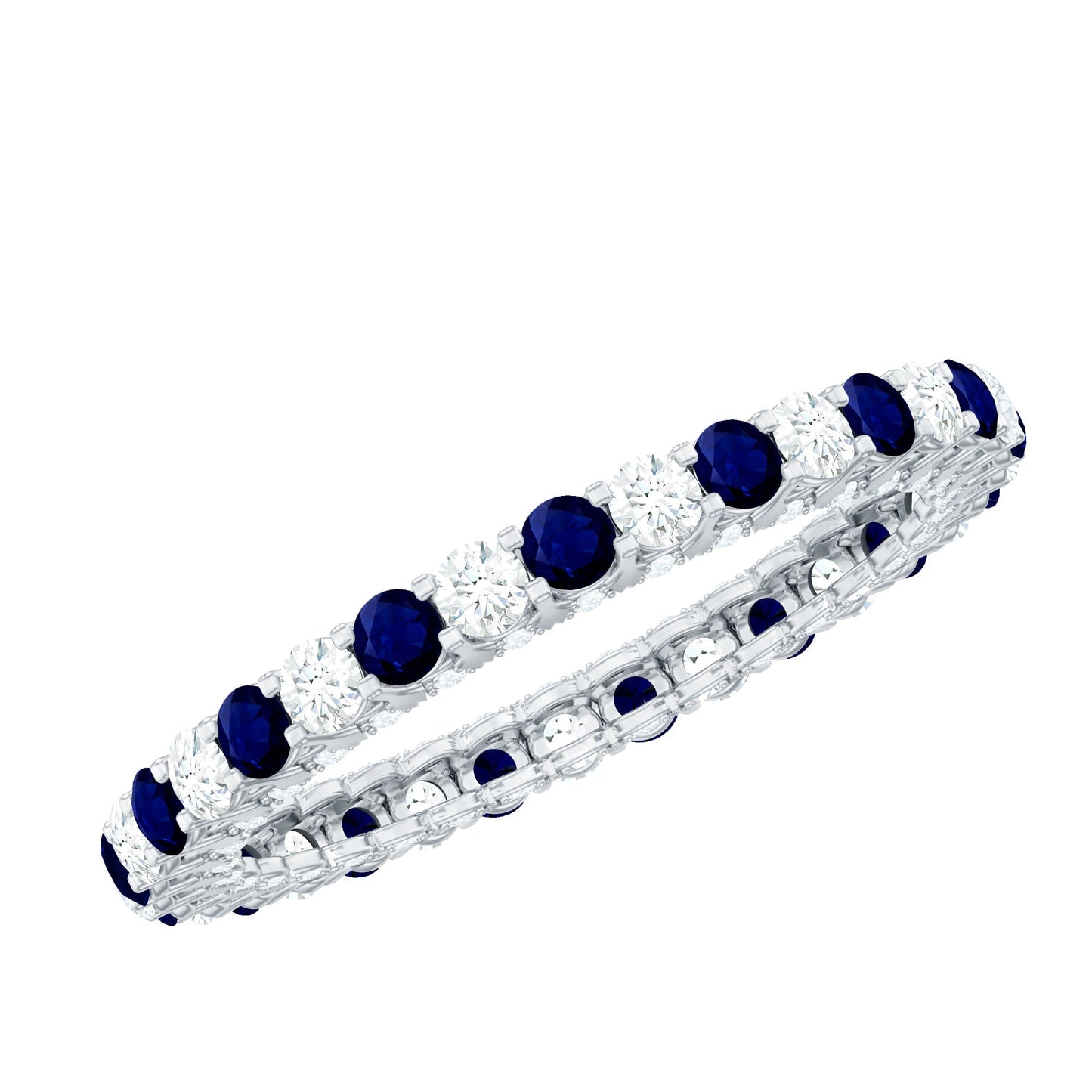 Natural Blue Sapphire Diamond Eternity Band For Her