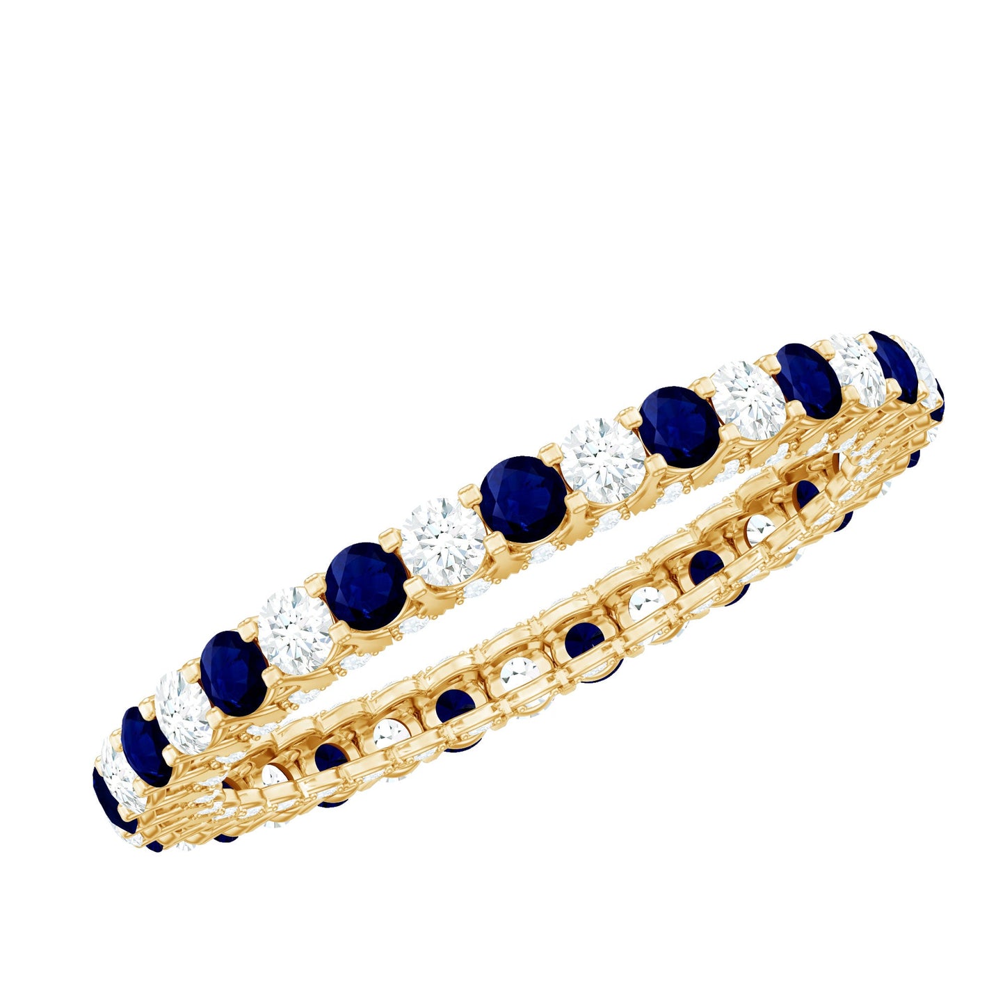 Natural Blue Sapphire Diamond Eternity Band For Her