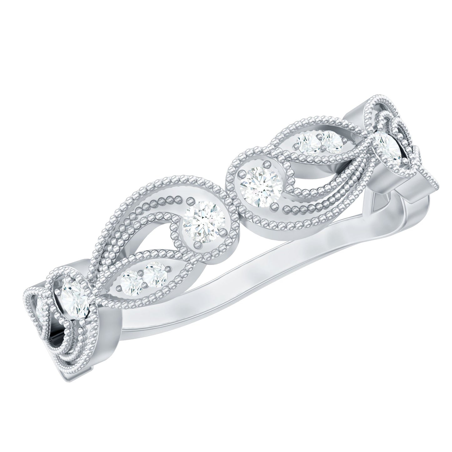 Diamond Band Ring with Milgrain Details