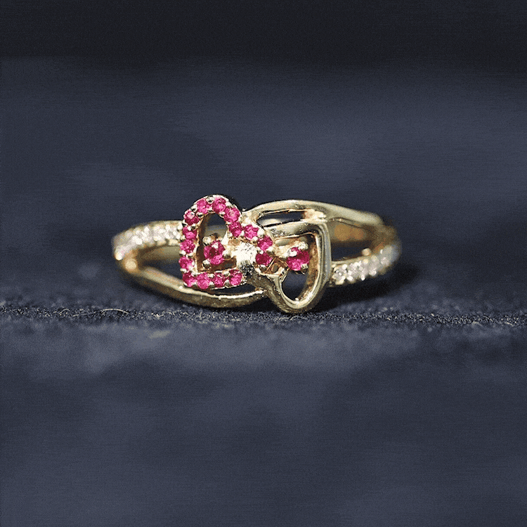 Natural Ruby Double Heart Promise Ring for Women
