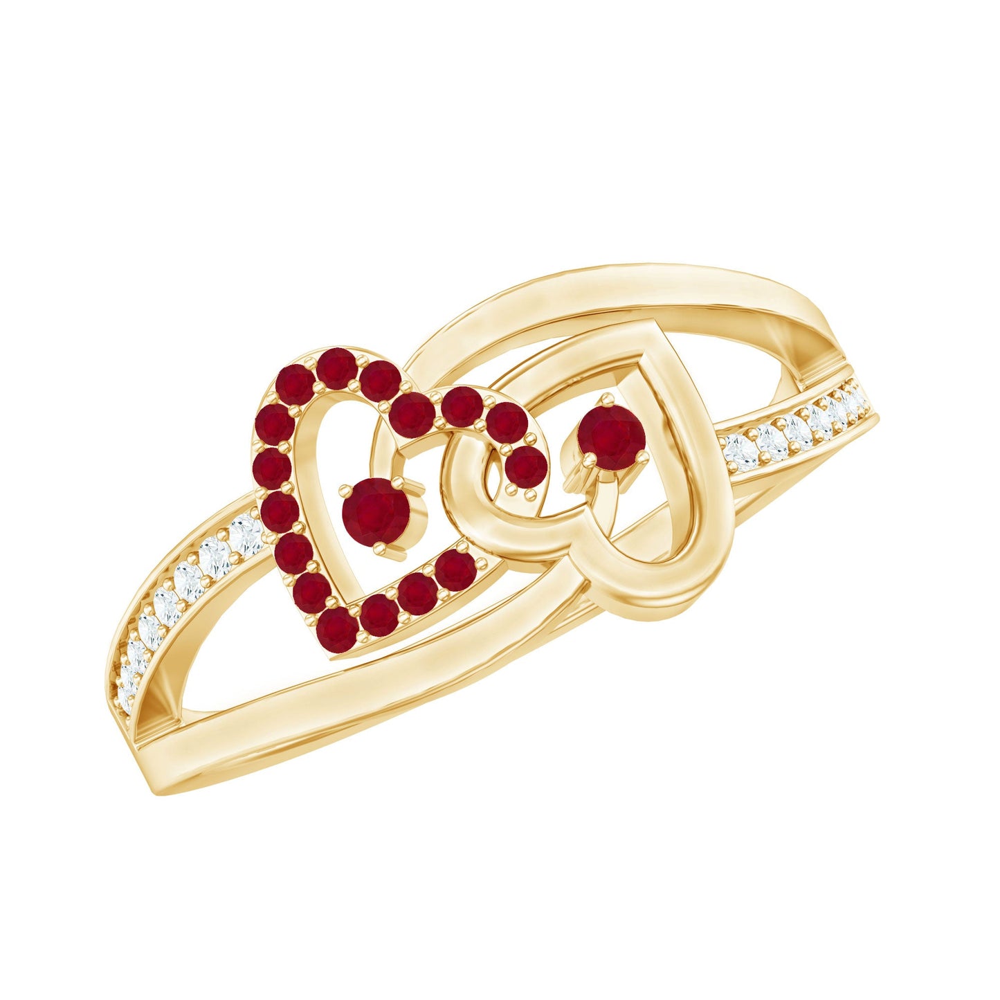 Natural Ruby Double Heart Promise Ring for Women