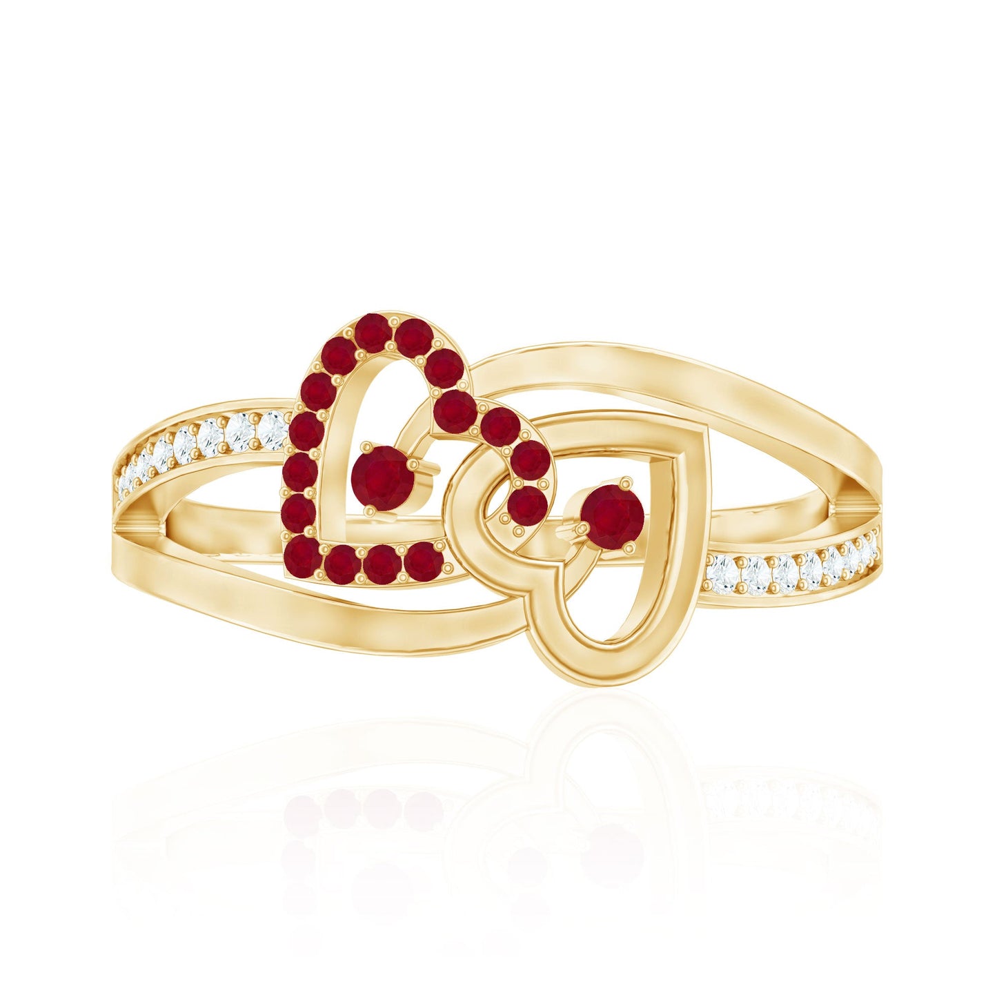 Natural Ruby Double Heart Promise Ring for Women