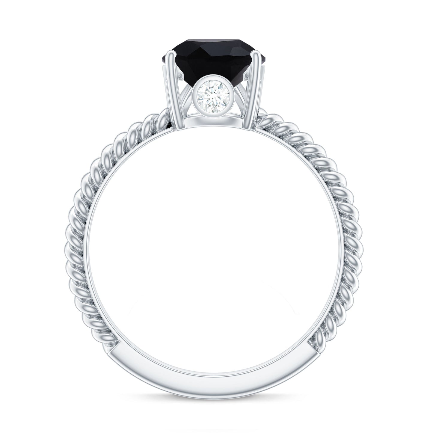 4.8 Carat Lab Grown Black Diamond Pear Shaped Engagement Ring with Hidden Moissanite