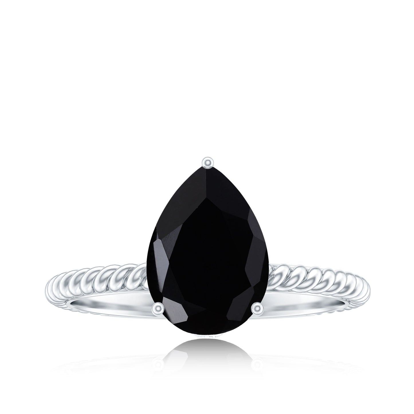 4.8 Carat Lab Grown Black Diamond Pear Shaped Engagement Ring with Hidden Moissanite