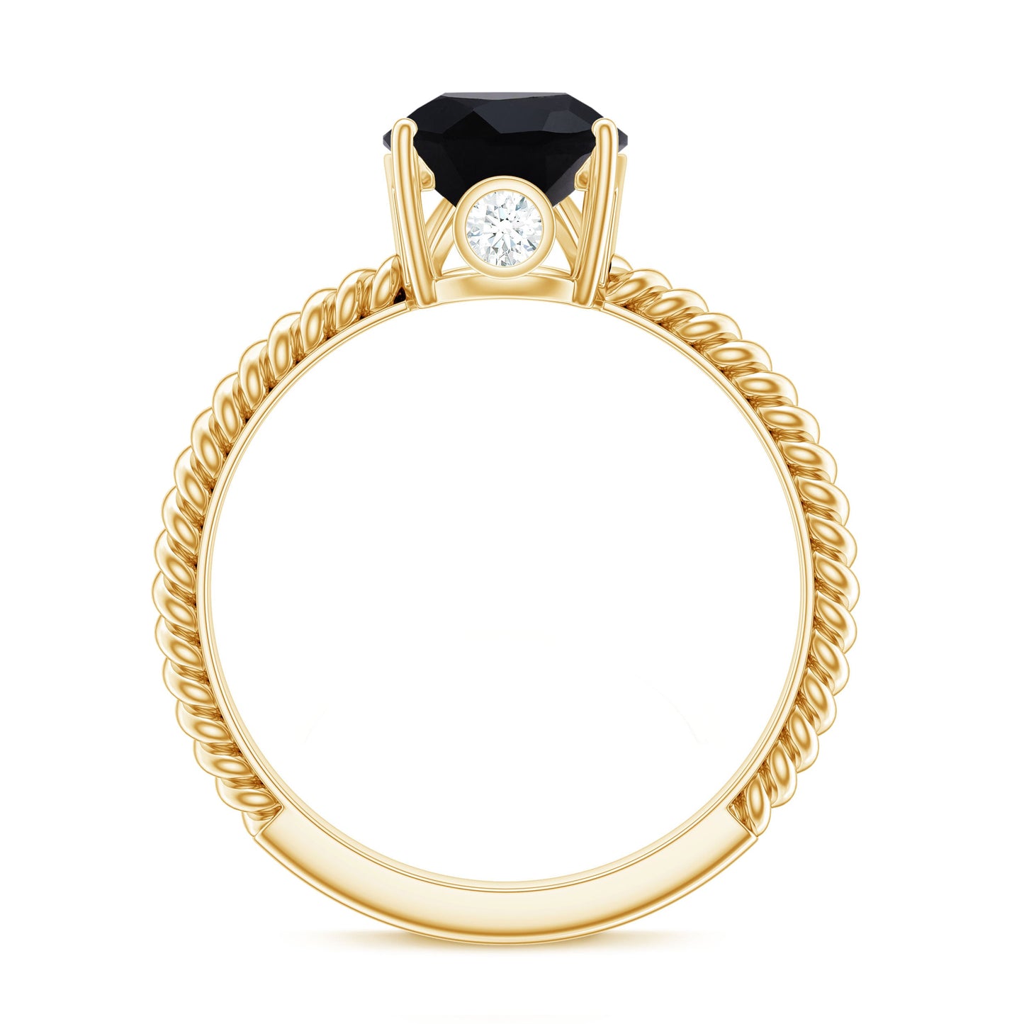 4.8 Carat Lab Grown Black Diamond Pear Shaped Engagement Ring with Hidden Moissanite